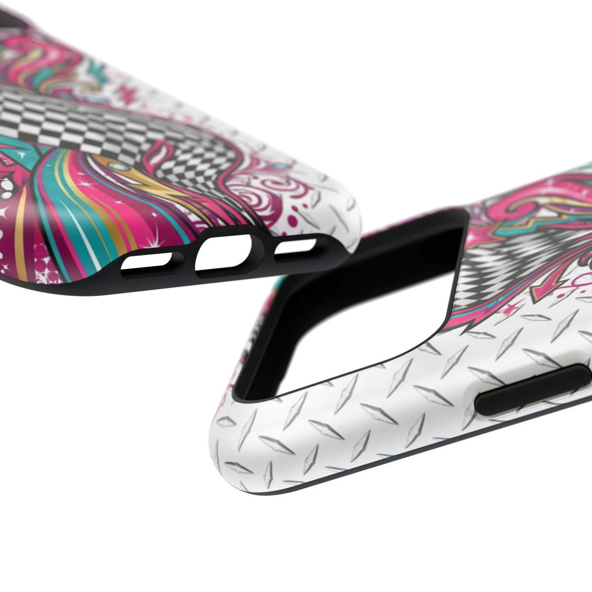 Magnetic Phone Case – Colorful Psychedelic Checkerboard Design