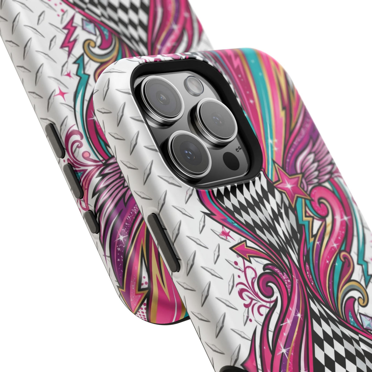 Magnetic Phone Case – Colorful Psychedelic Checkerboard Design
