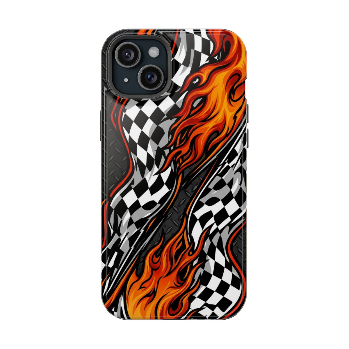 Racing Flames Checkered Flag Magnetic Phone Case