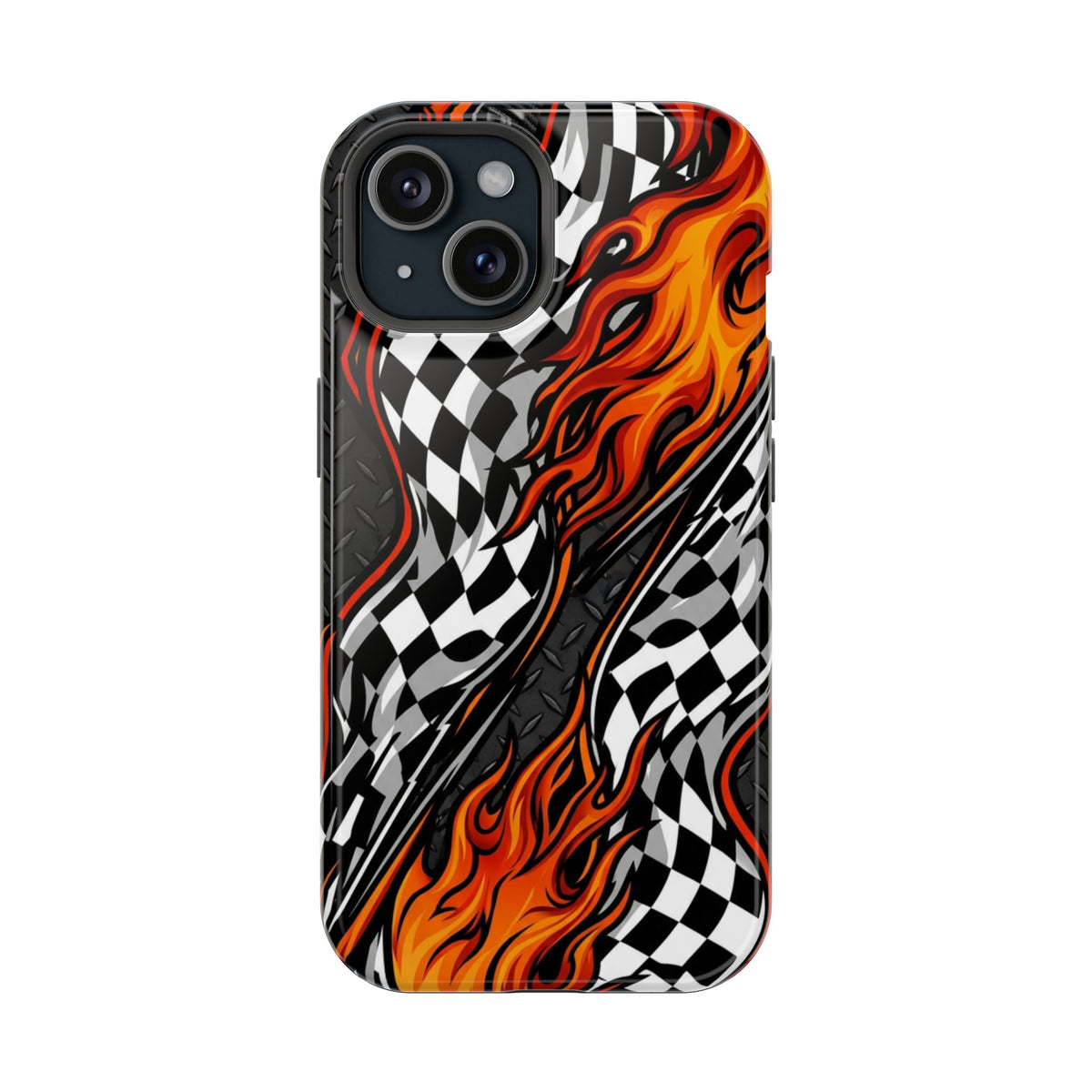 Racing Flames Checkered Flag Magnetic Phone Case