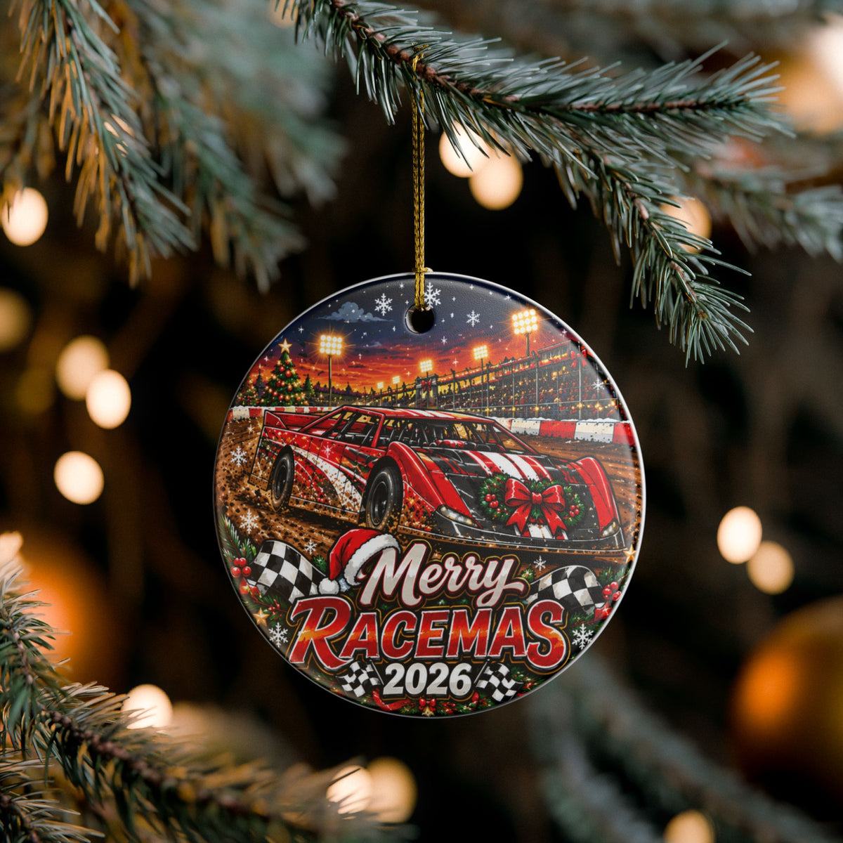 Late Model Merry Racemas Racing Ceramic Ornament 2026