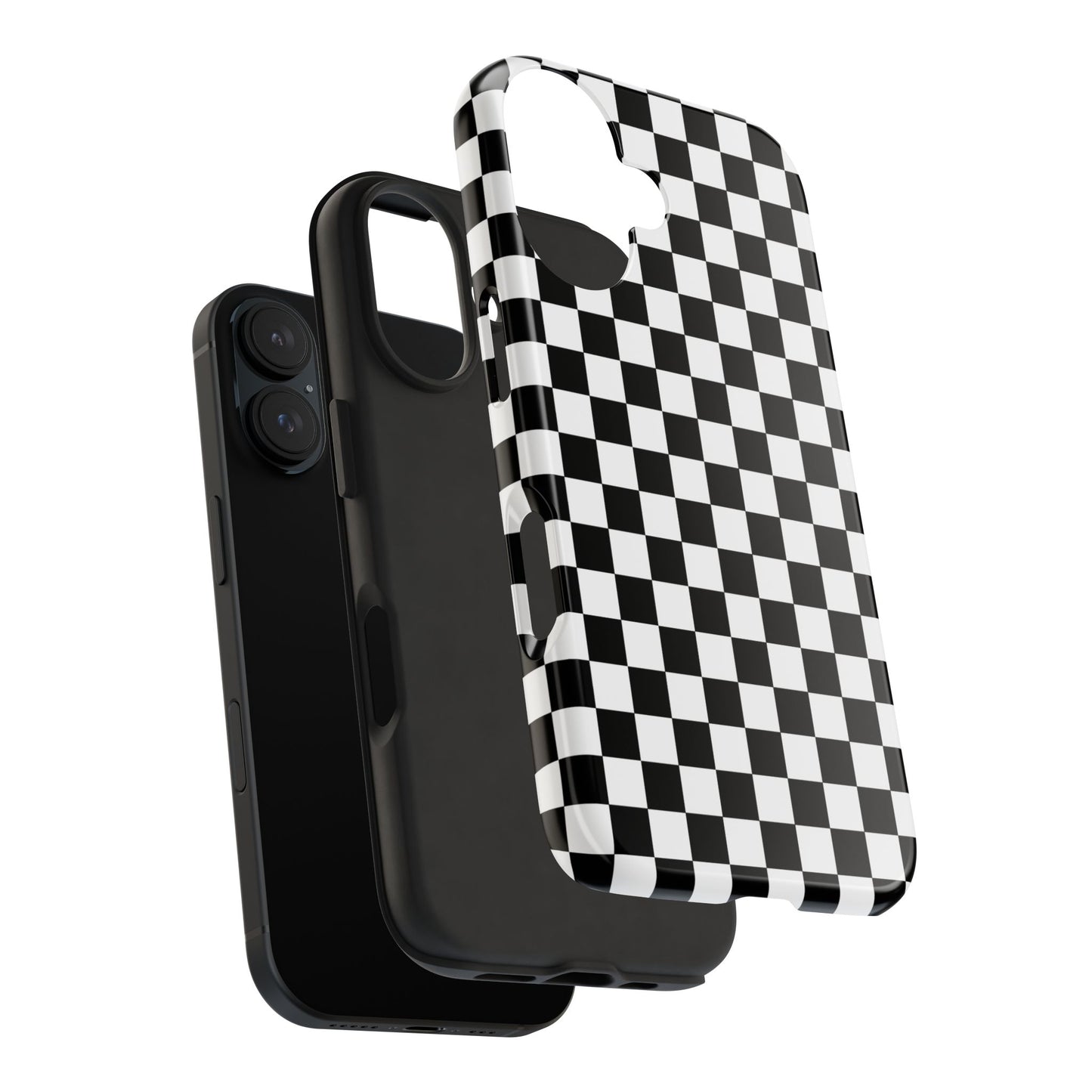 Checker Flag Tough Phone Case - Black and White Graphic Design