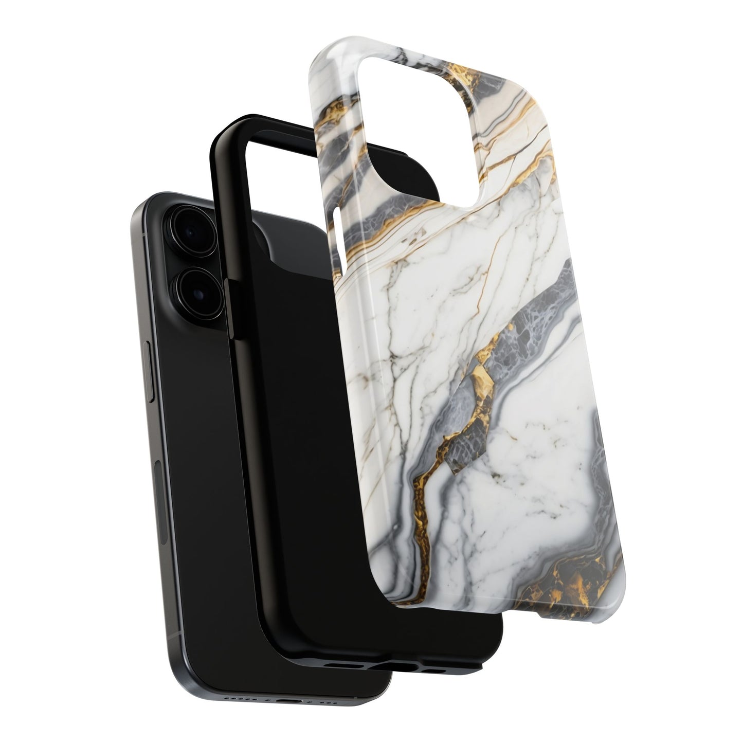 White Gold Marble Tough Phone Cases