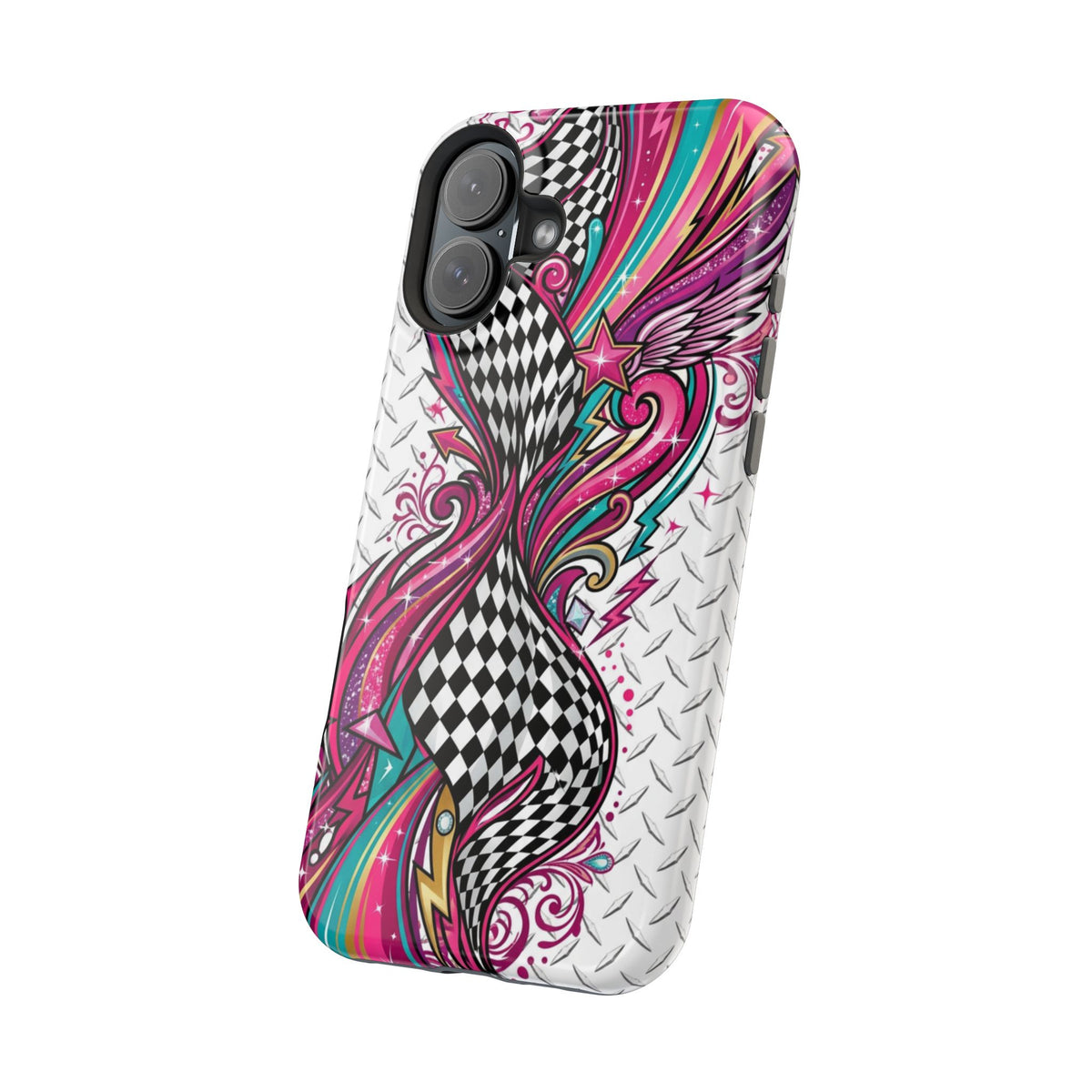 Magnetic Phone Case – Colorful Psychedelic Checkerboard Design