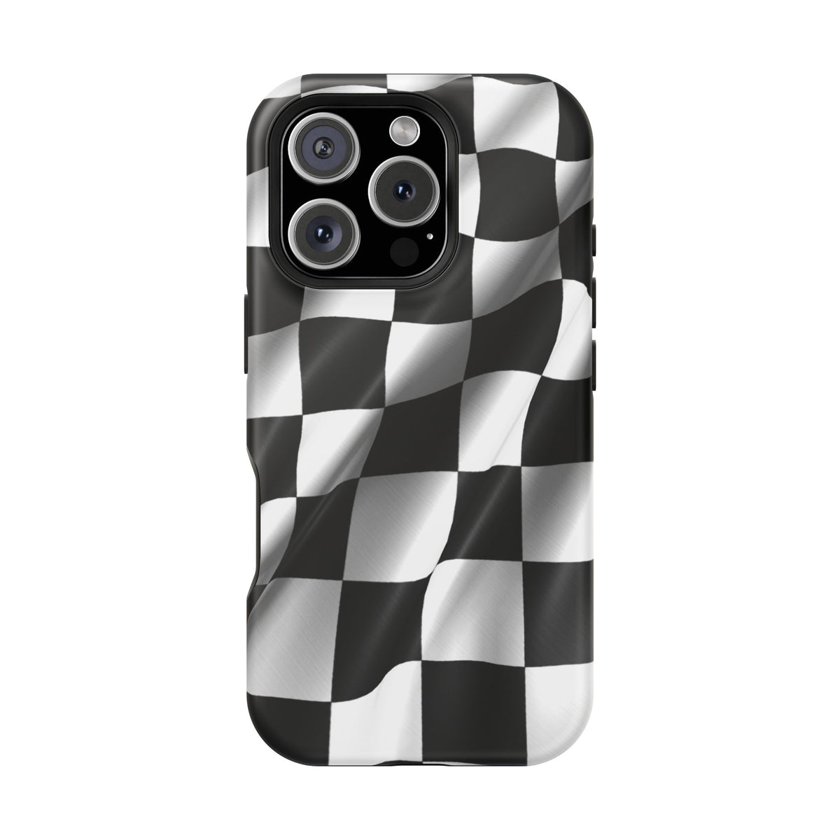 Black and White Checker Flag Waving Magnetic Phone Case