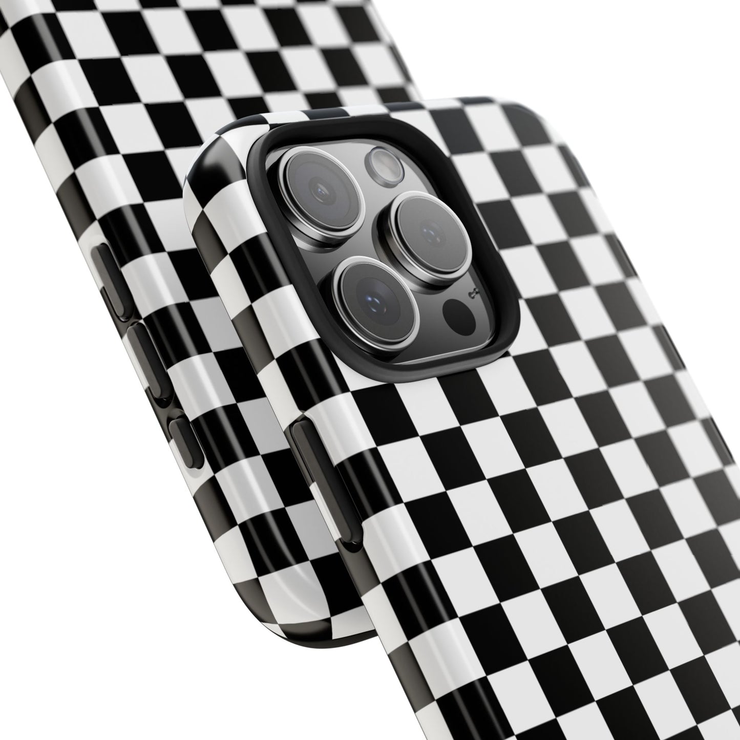 Checker Flag Tough Phone Case - Black and White Graphic Design