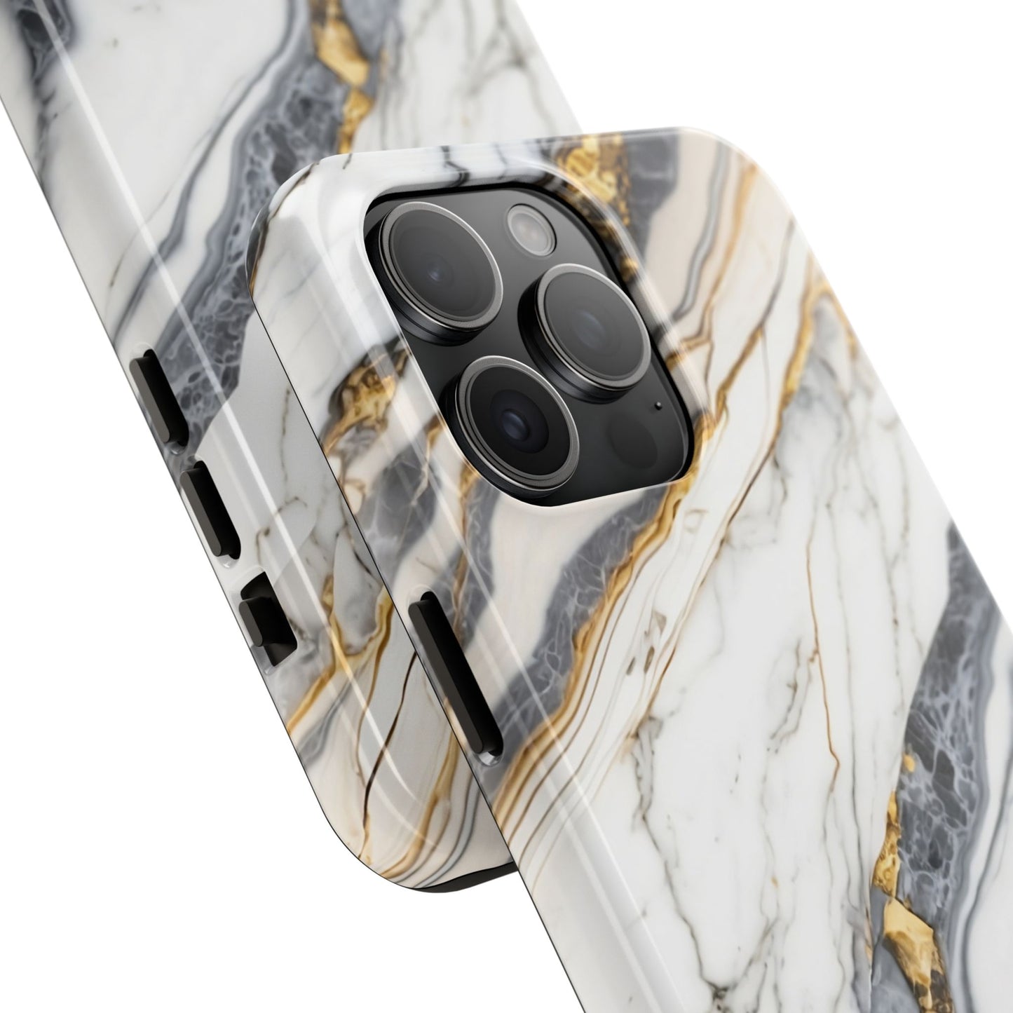 White Gold Marble Tough Phone Cases