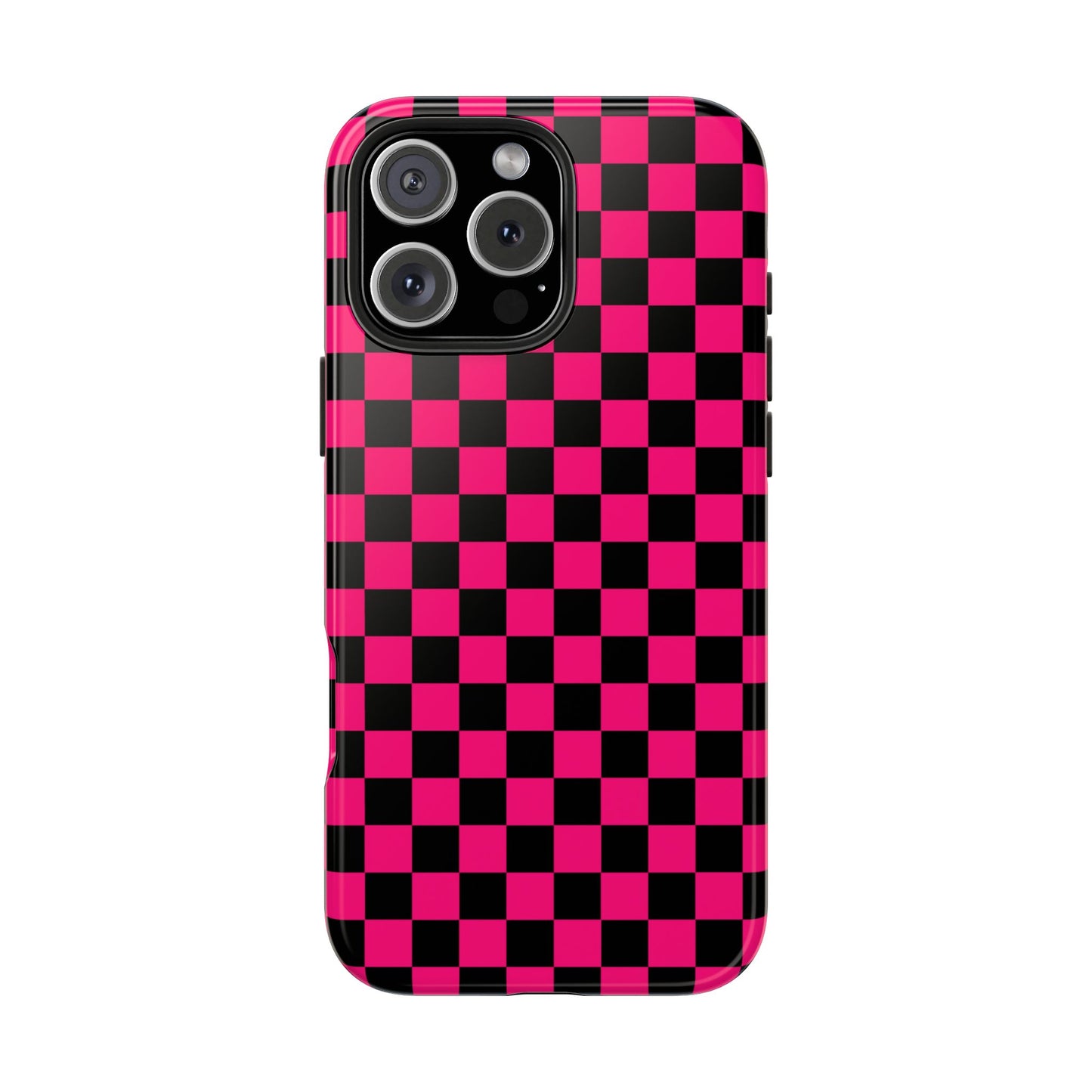 Checker Flag Graphic Pink And Black Tough Phone Cases