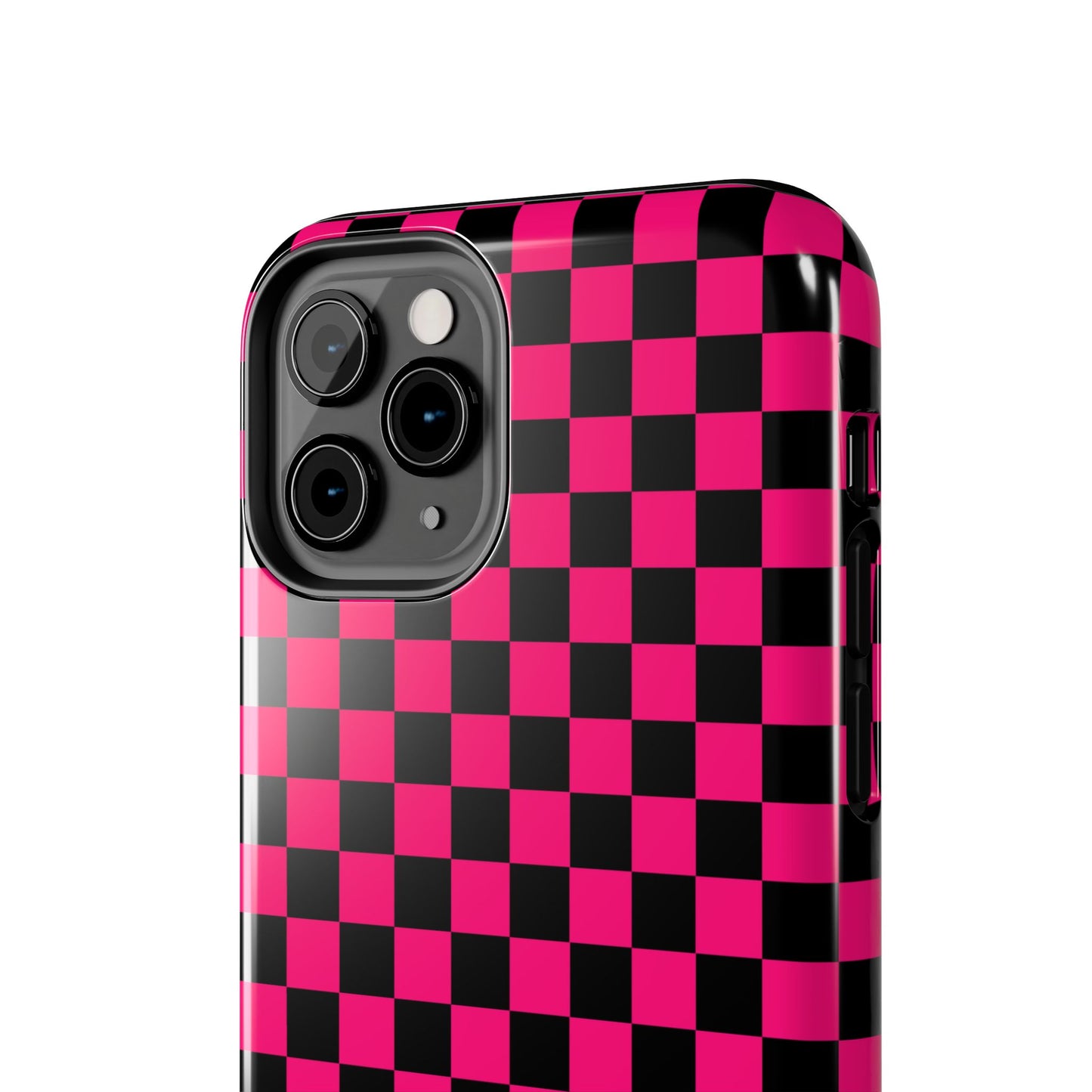Checker Flag Graphic Pink And Black Tough Phone Cases