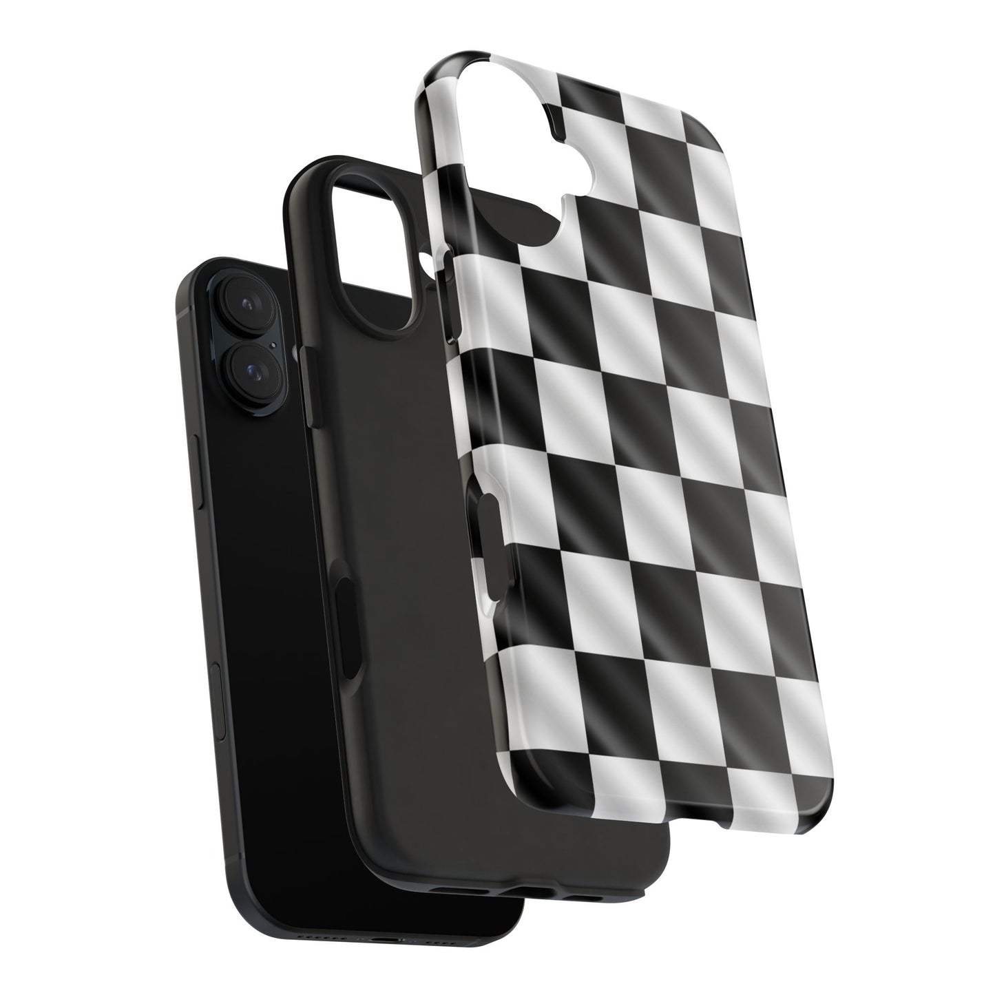 3D Effect Checkered Flag Tough Phone Cases