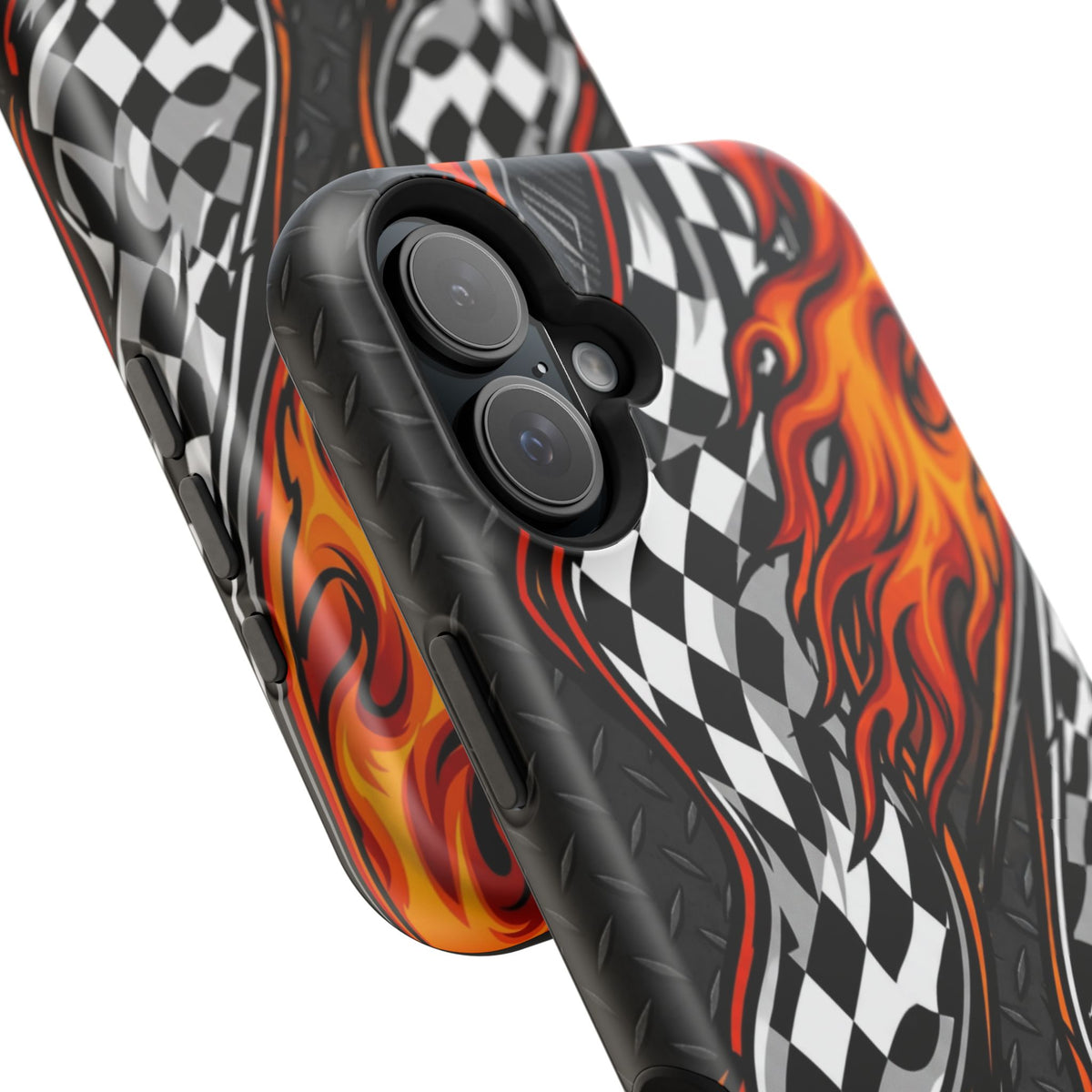 Racing Flames Checkered Flag Magnetic Phone Case