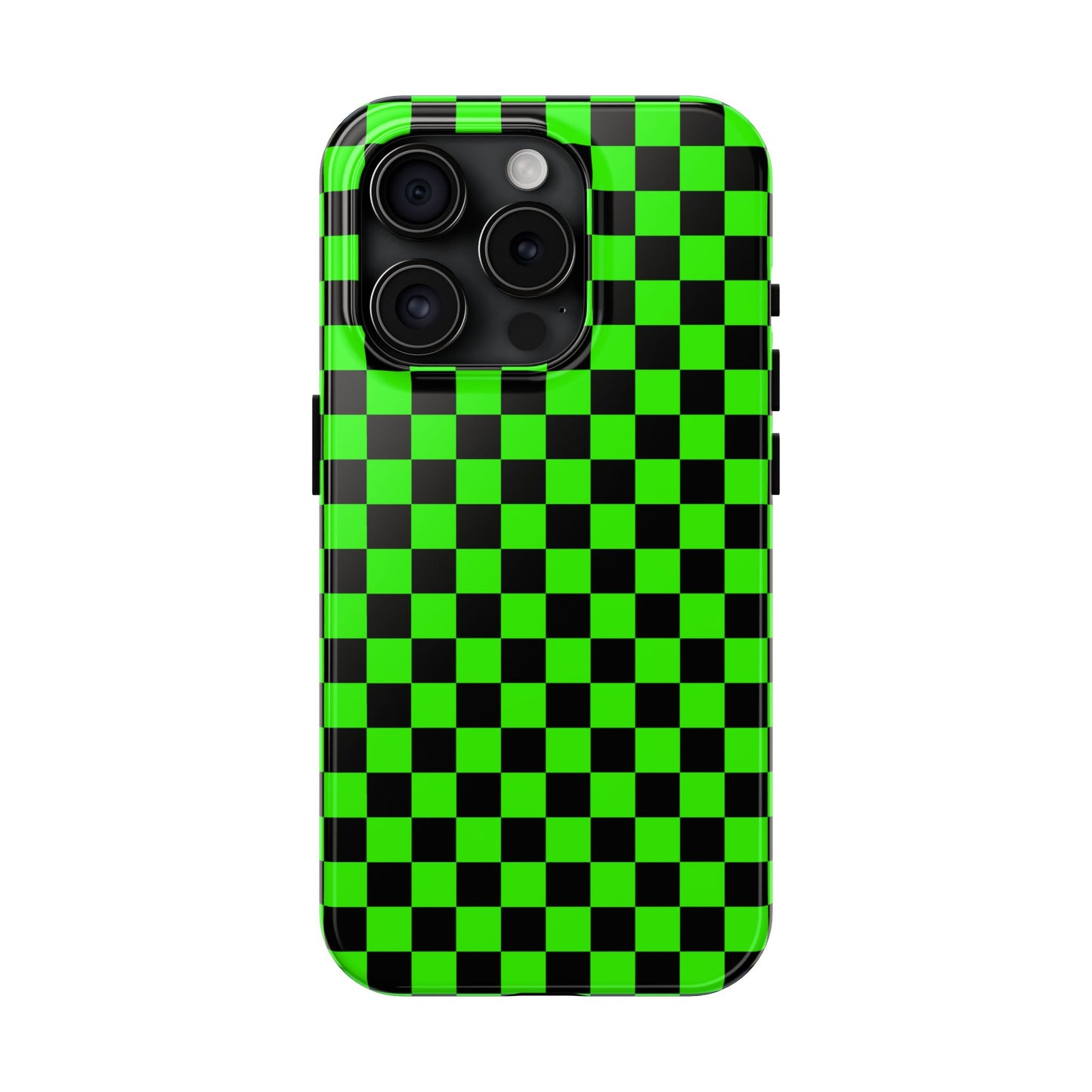 Green and Black Checkered Checkerboard Tough Phone Case