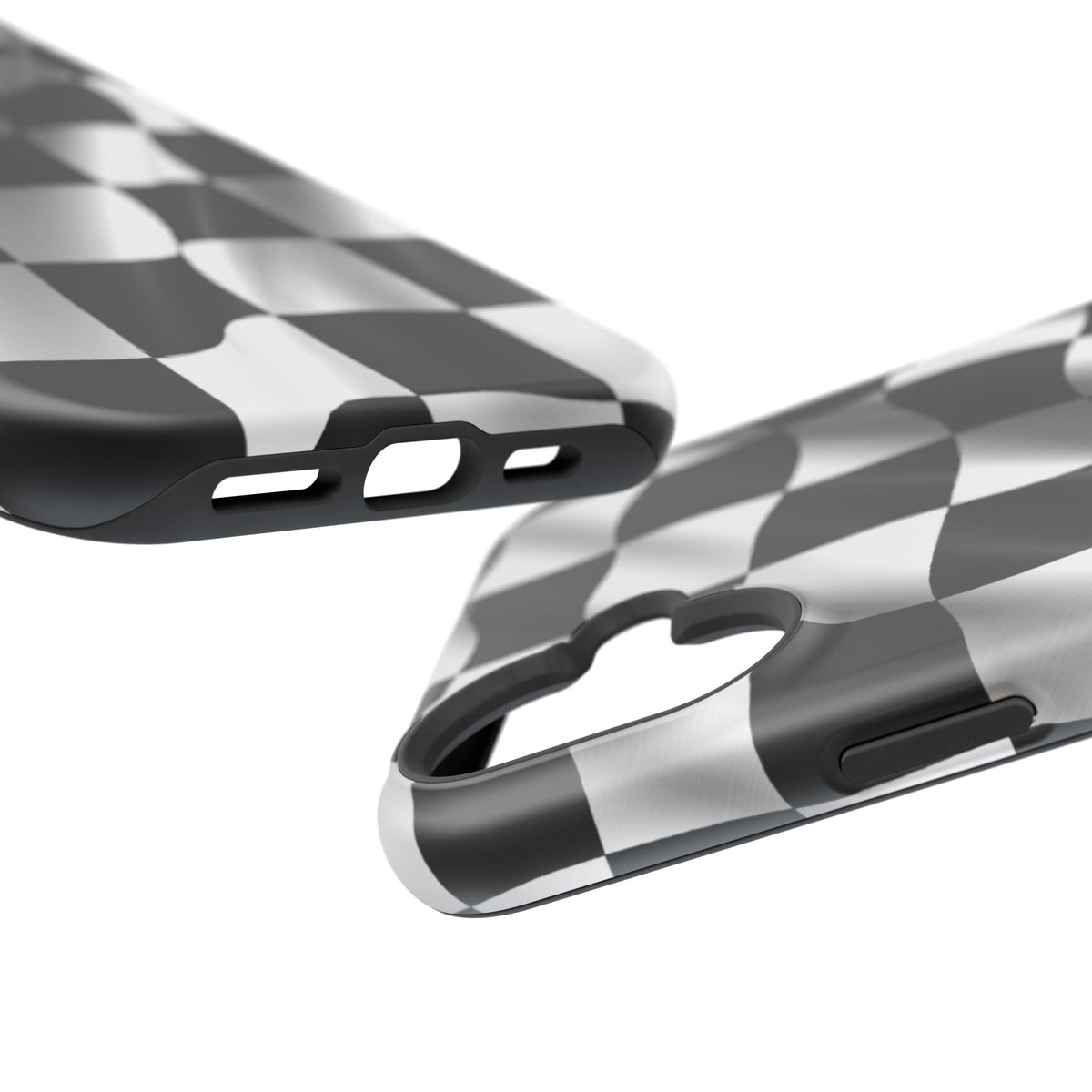 Black and White Checker Flag Waving Magnetic Phone Case