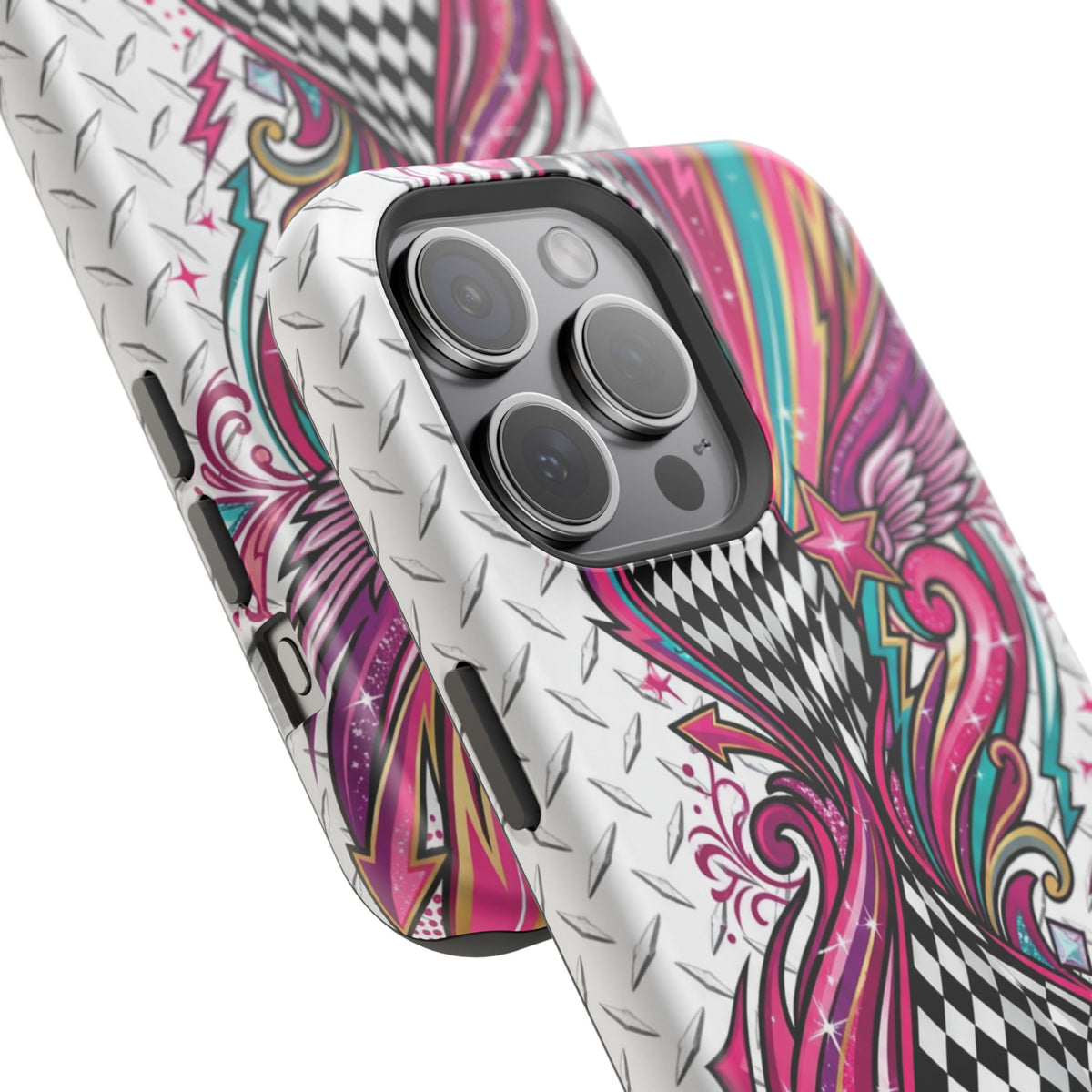 Magnetic Phone Case – Colorful Psychedelic Checkerboard Design