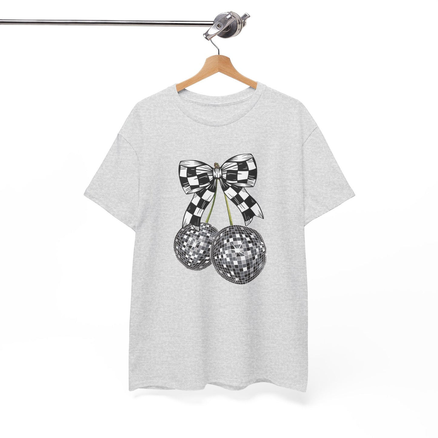 Retro Disco Ball Checkered Flag Bow Racing T-shirt