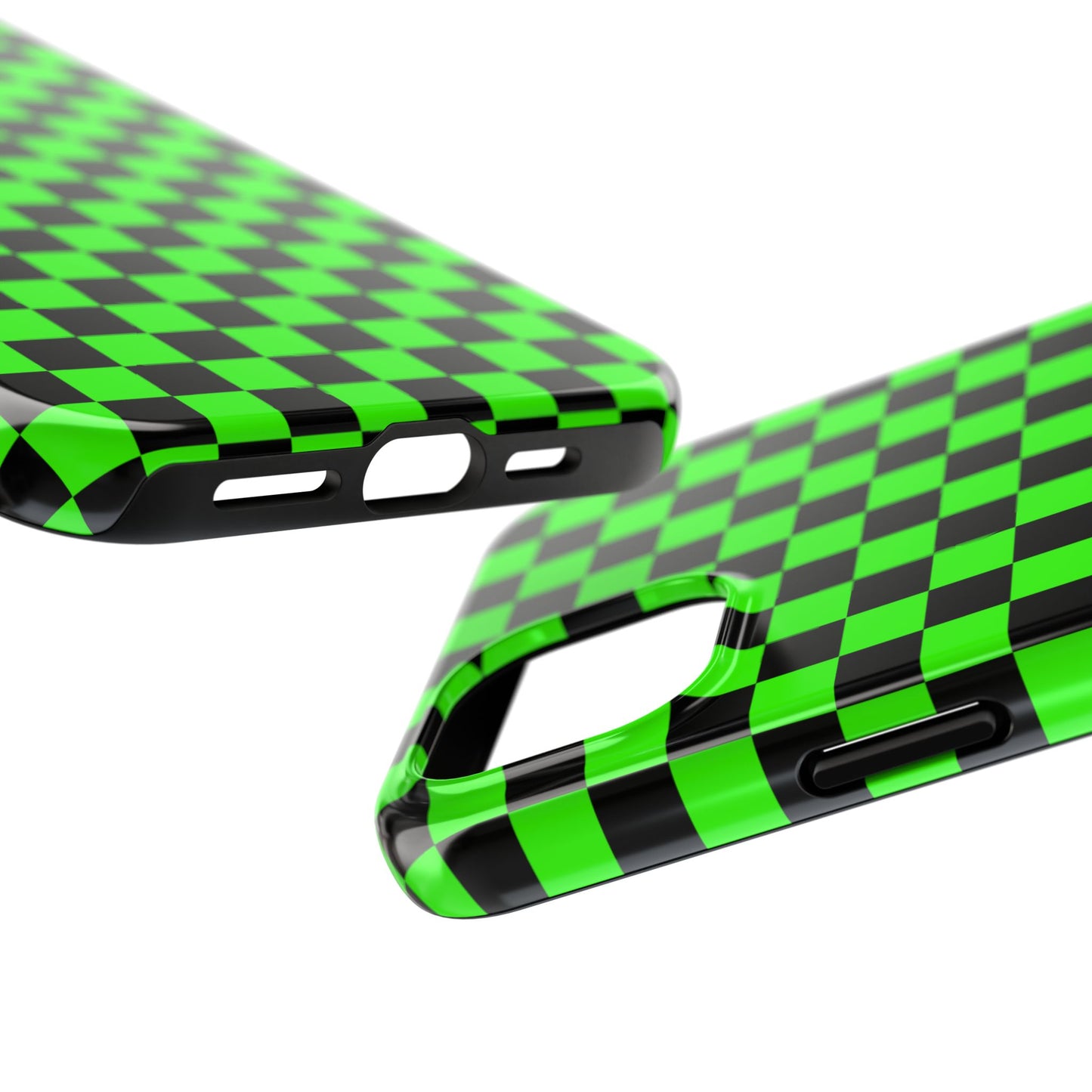 Green and Black Checkered Checkerboard Tough Phone Case
