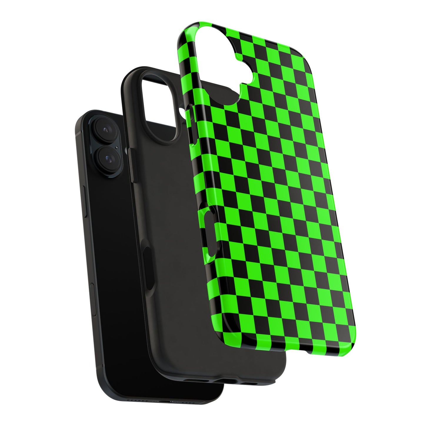 Green and Black Checkered Checkerboard Tough Phone Case