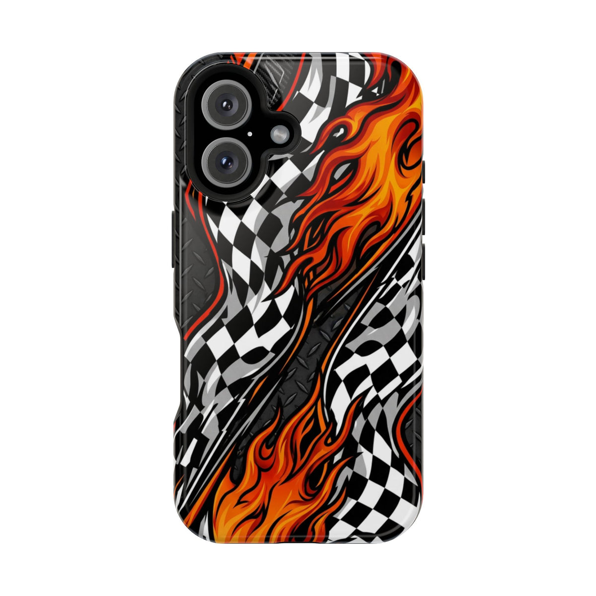 Racing Flames Checkered Flag Magnetic Phone Case