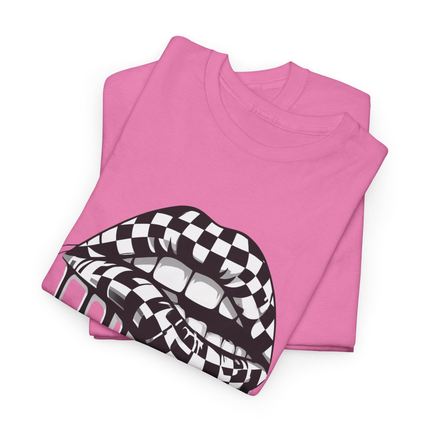 Checkered Flag Mouth Dripping Lips Unisex Heavy Cotton Tee