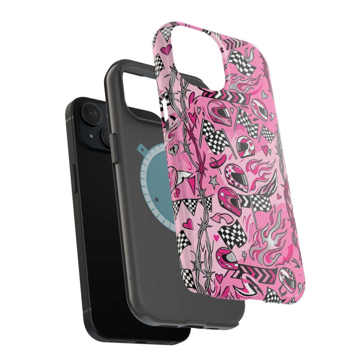 Pink Racing Helmets Magnetic Phone Case