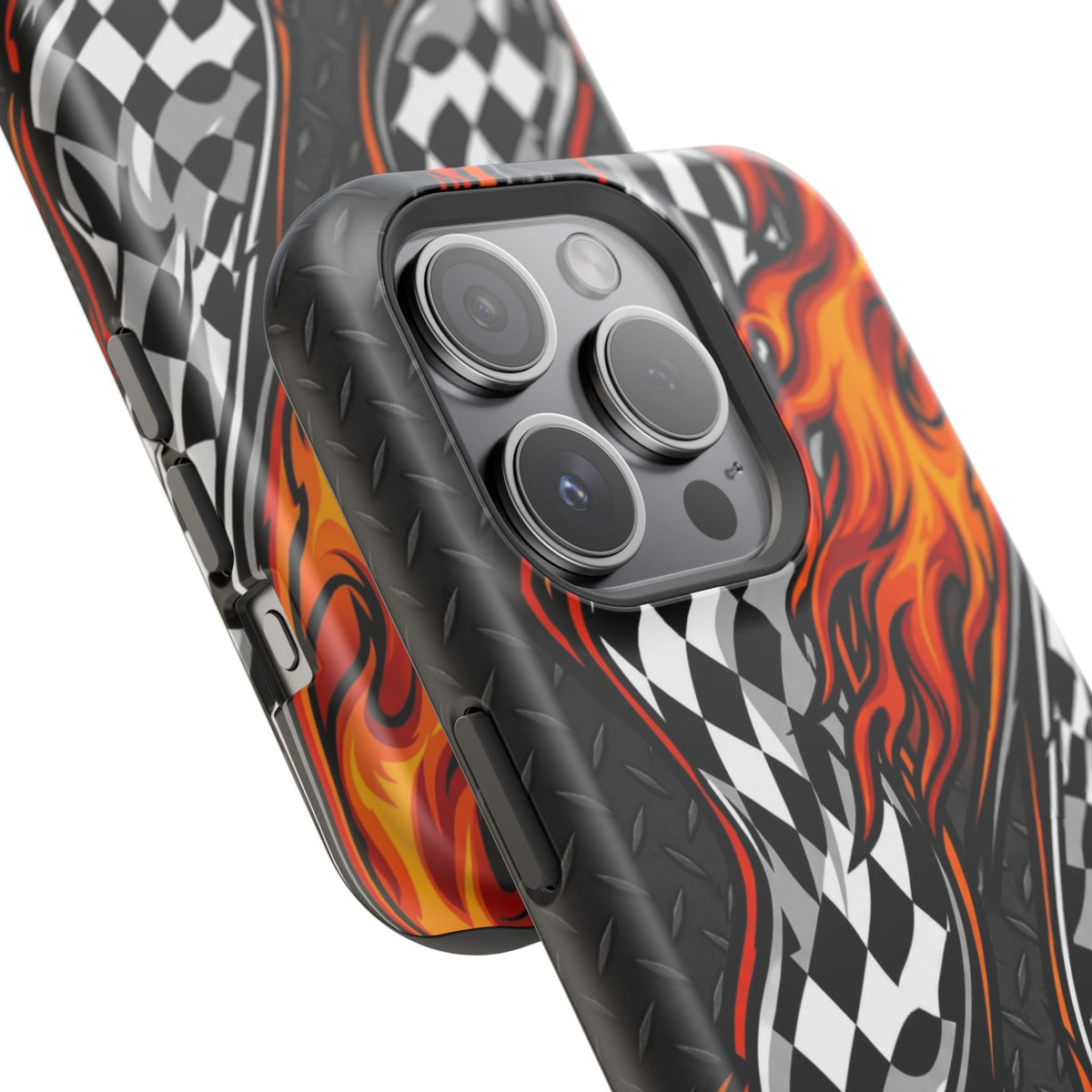 Racing Flames Checkered Flag Magnetic Phone Case