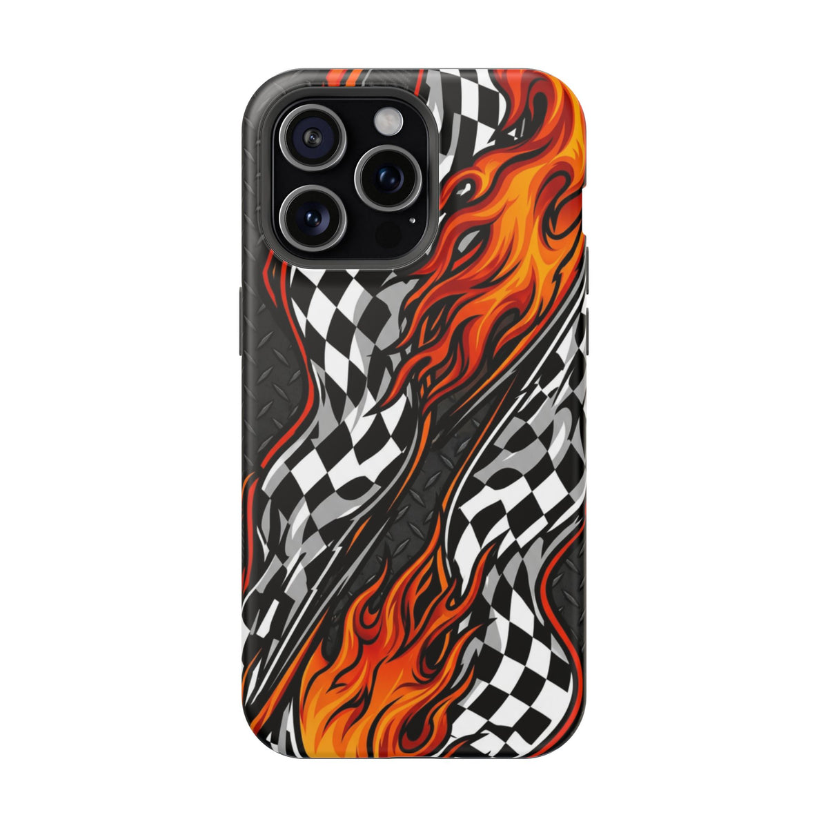 Racing Flames Checkered Flag Magnetic Phone Case