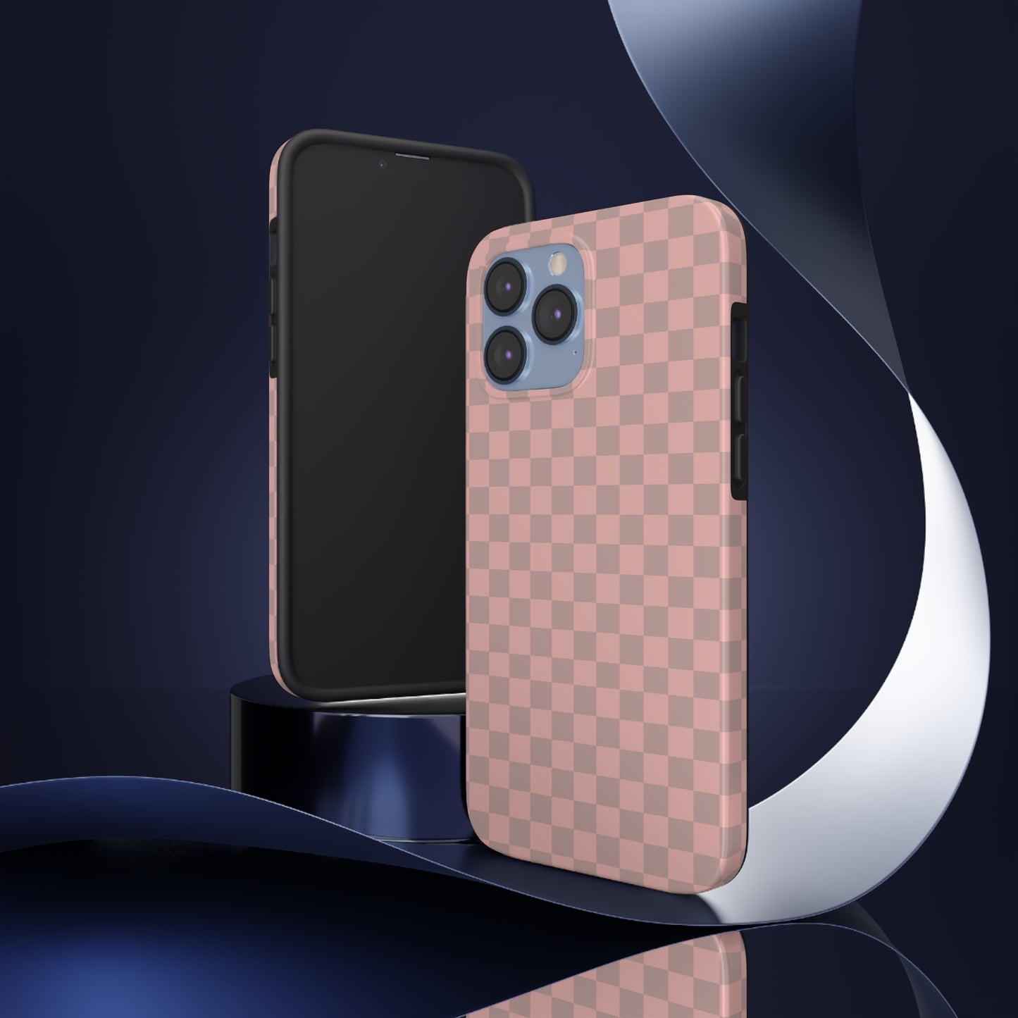 Pale Pink Checkered Tough Phone Cases