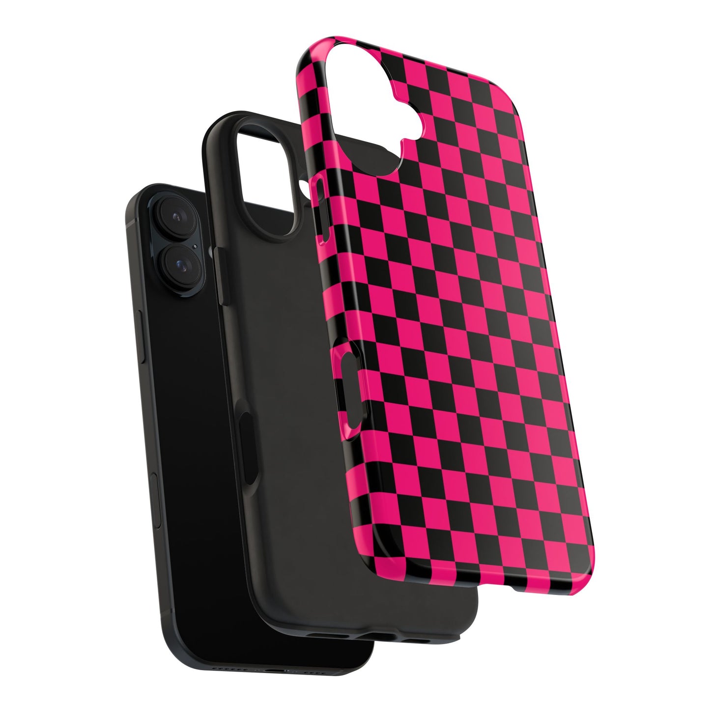 Checker Flag Graphic Pink And Black Tough Phone Cases