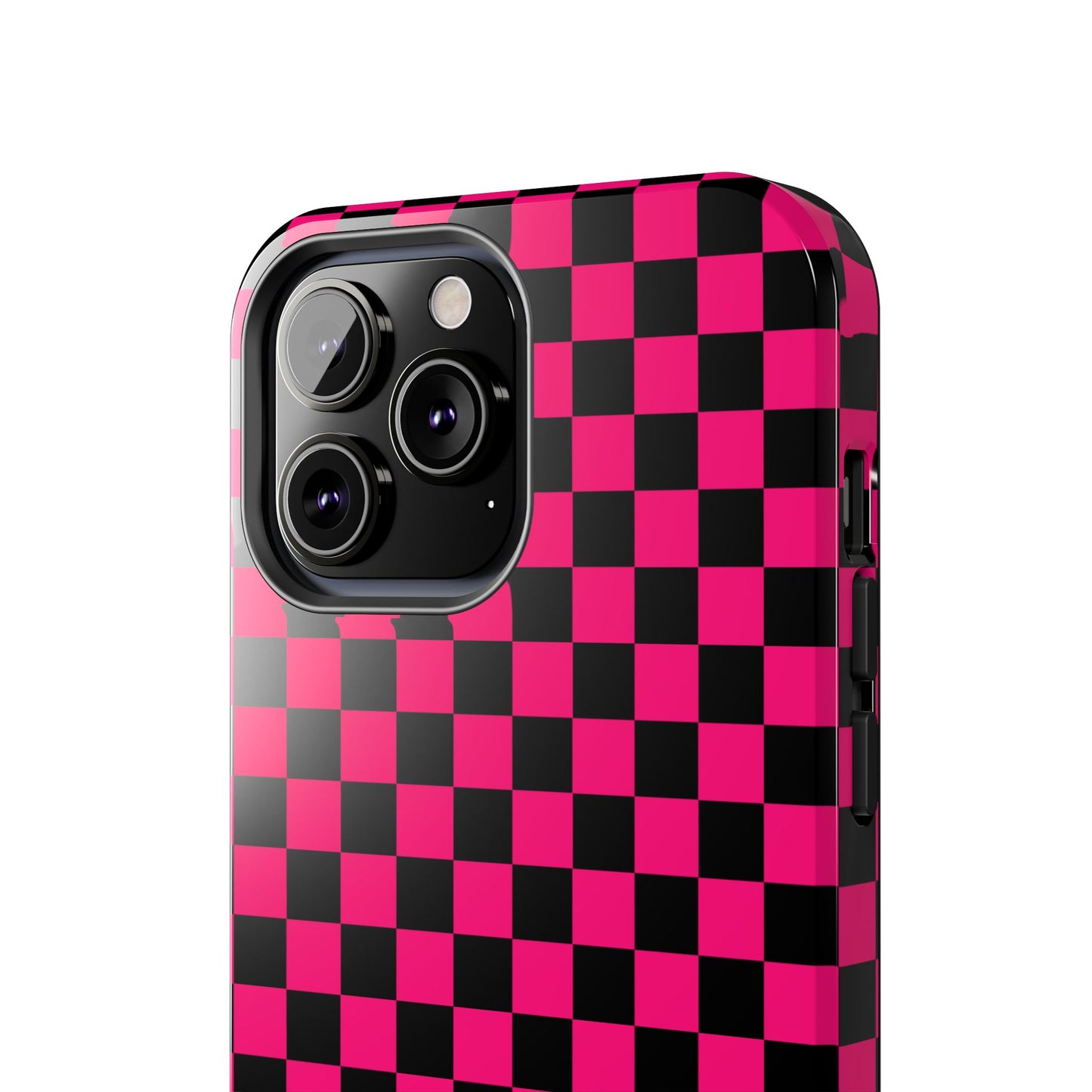 Checker Flag Graphic Pink And Black Tough Phone Cases