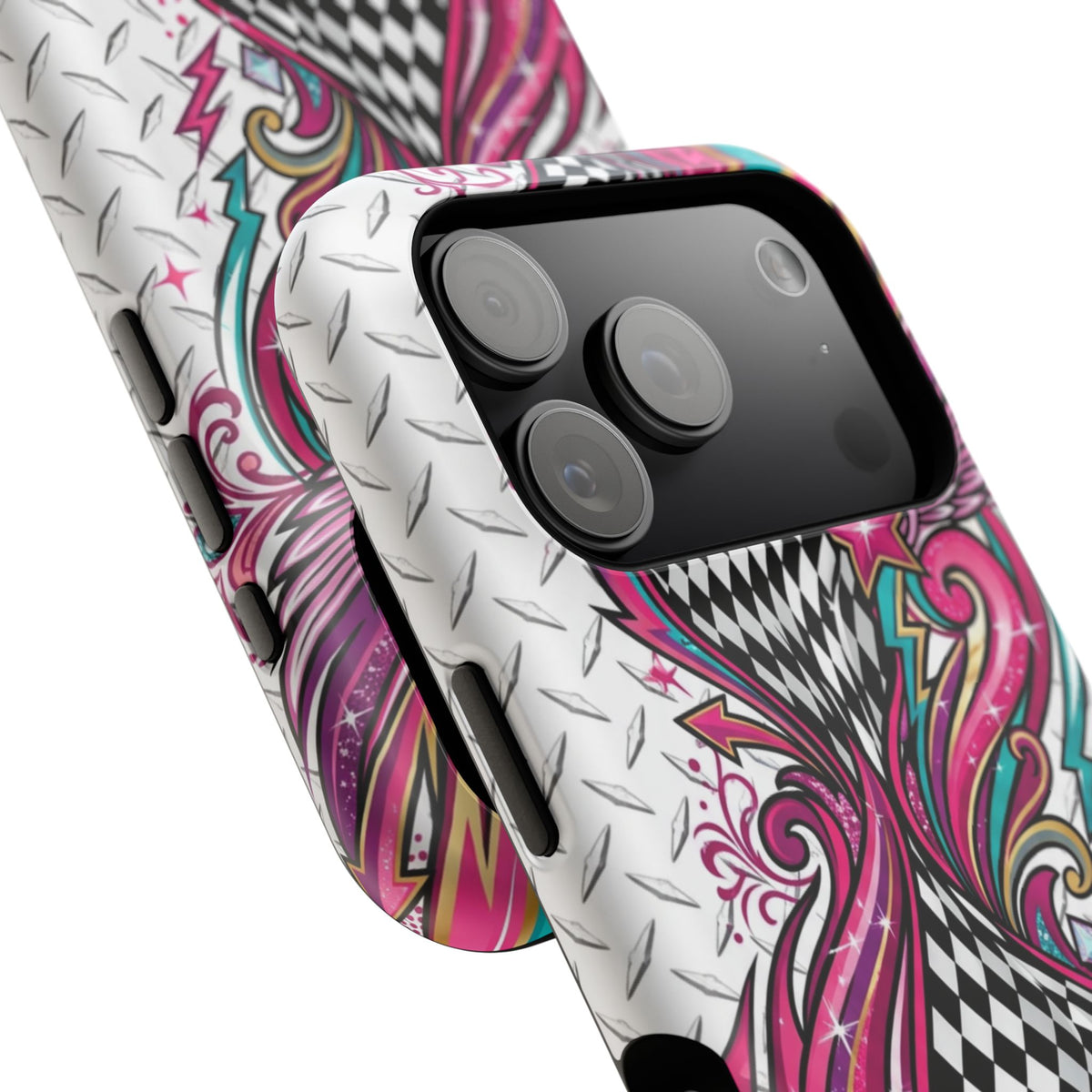 Magnetic Phone Case – Colorful Psychedelic Checkerboard Design