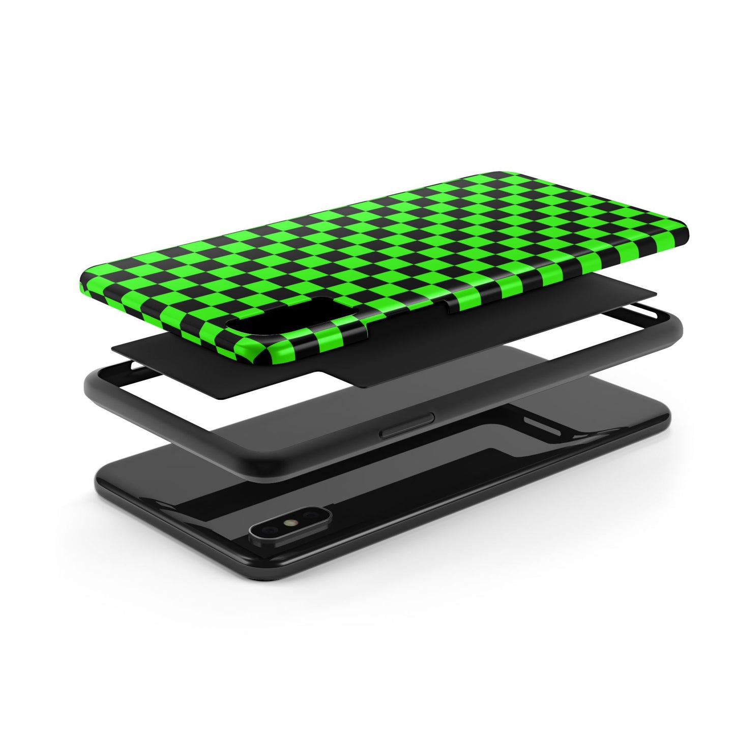 Green and Black Checkered Checkerboard Tough Phone Case