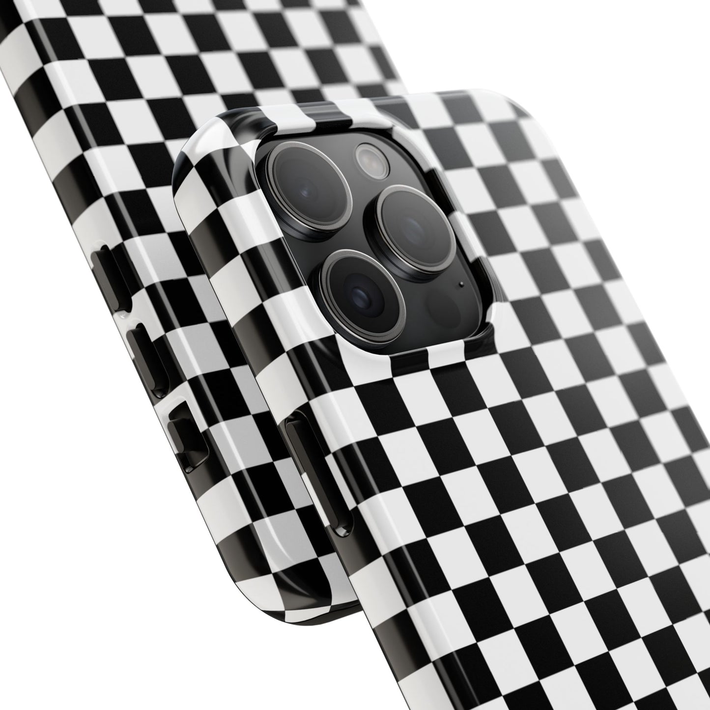 Checker Flag Tough Phone Case - Black and White Graphic Design