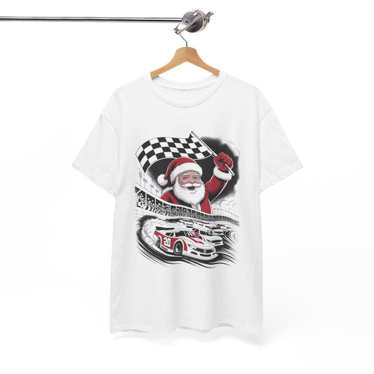 Santa Car Racing Christmas Racing T-shirt Christmas Apparel, Fun Holiday Racing Party Outfit
