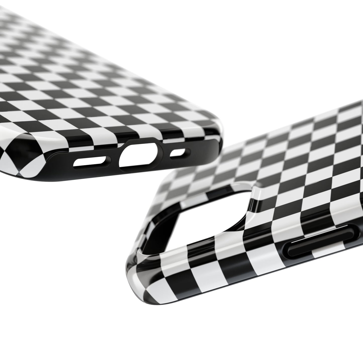 Checker Flag Tough Phone Case - Black and White Graphic Design
