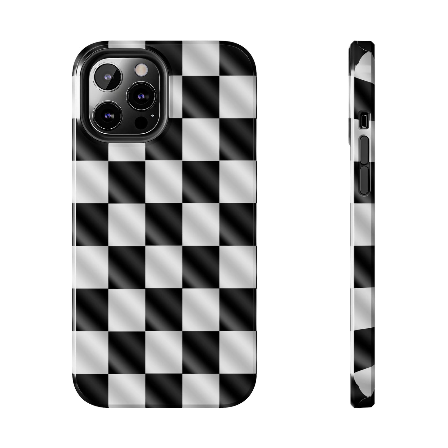 3D Effect Checkered Flag Tough Phone Cases