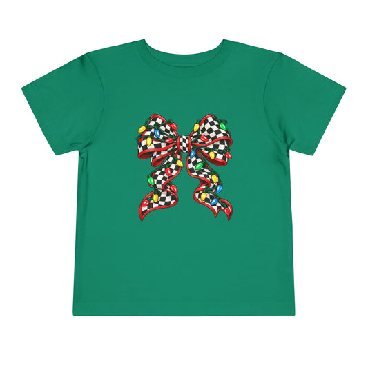 Festive Racing Christmas Bow Toddler Short Sleeve Tee