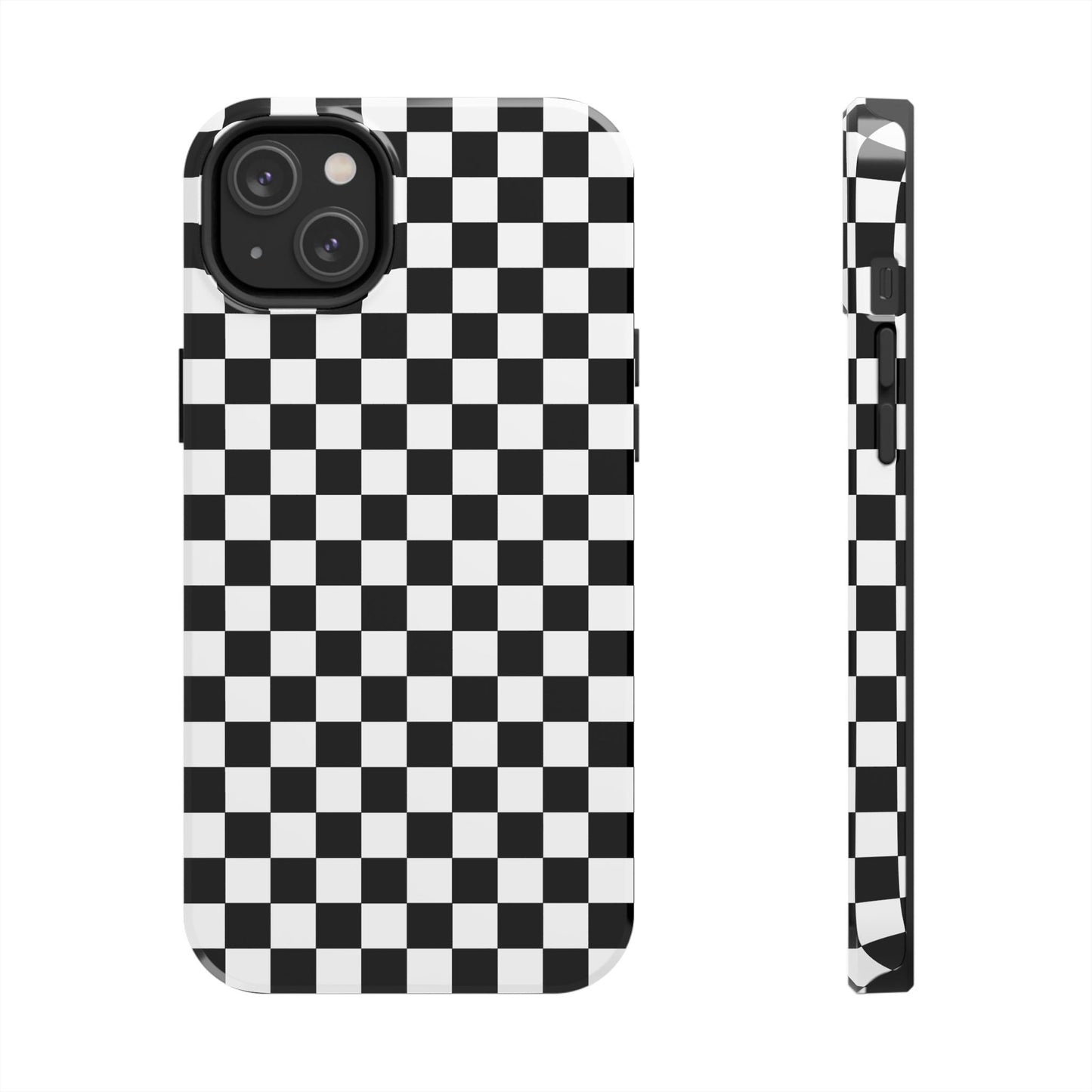 Checker Flag Tough Phone Case - Black and White Graphic Design