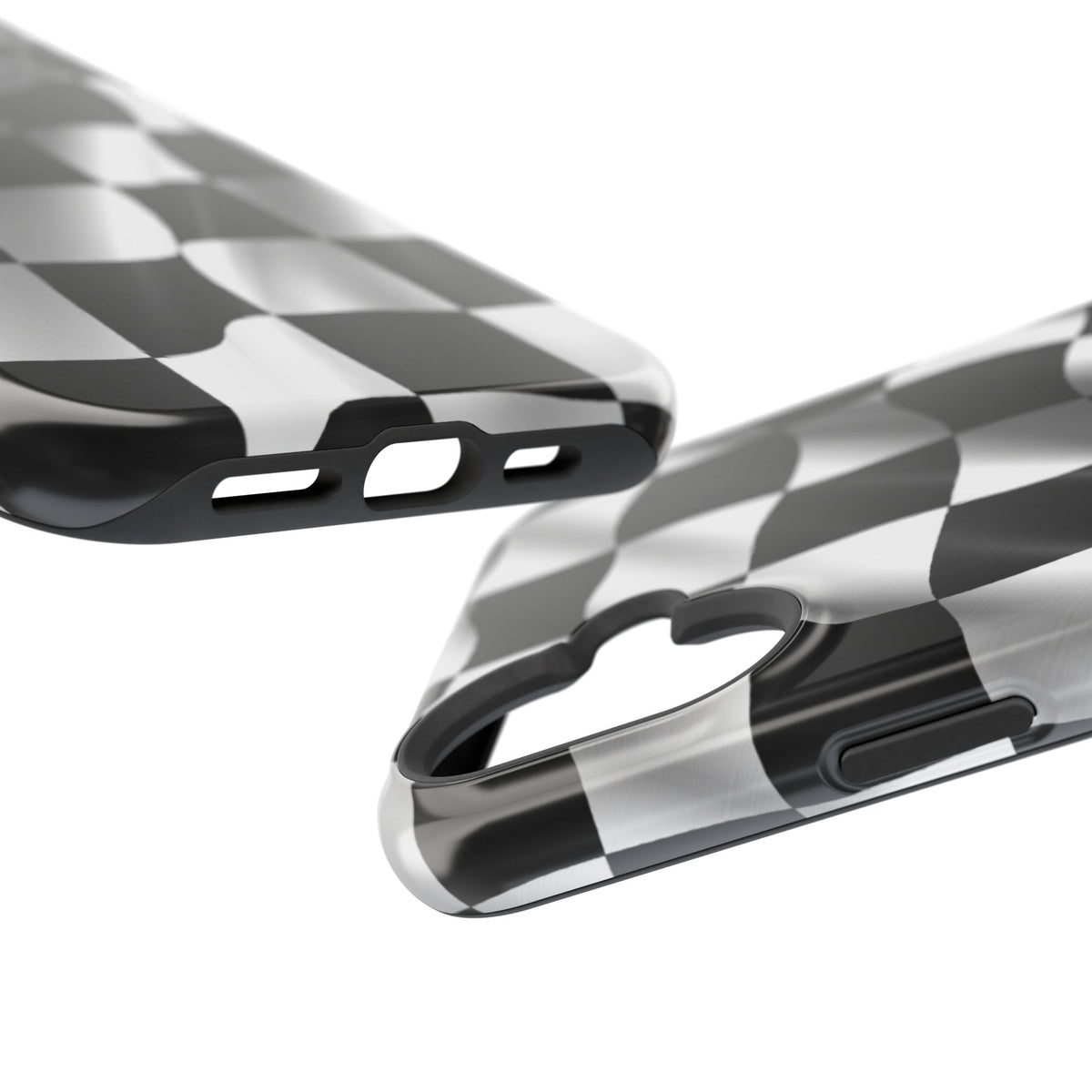 Black and White Checker Flag Waving Magnetic Phone Case