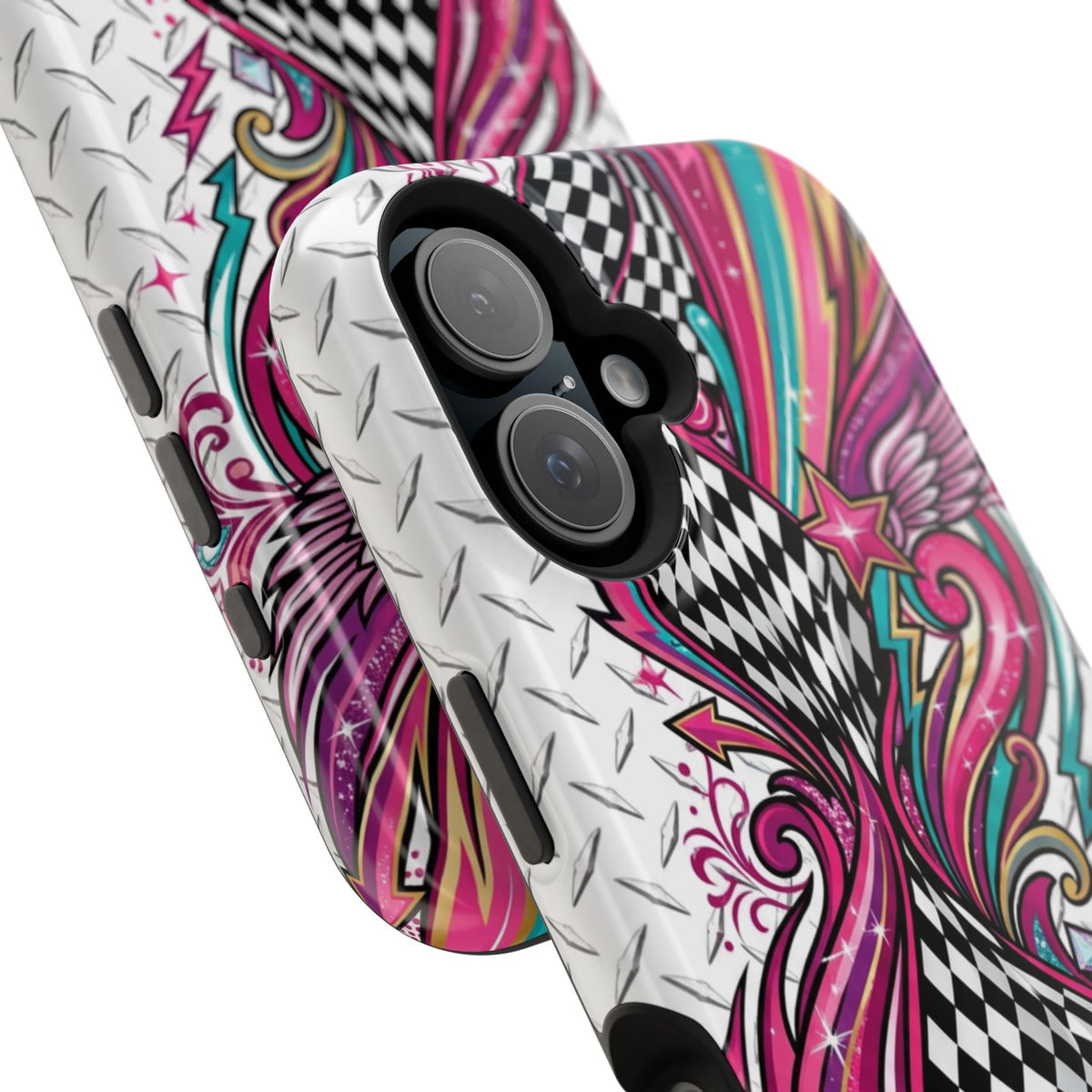 Magnetic Phone Case – Colorful Psychedelic Checkerboard Design