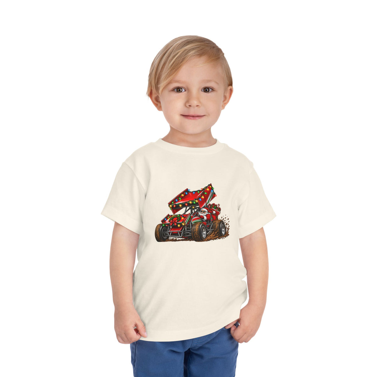 Christmas Racing – Santa Sprint Race Car Design Toddler Short Sleeve Tee