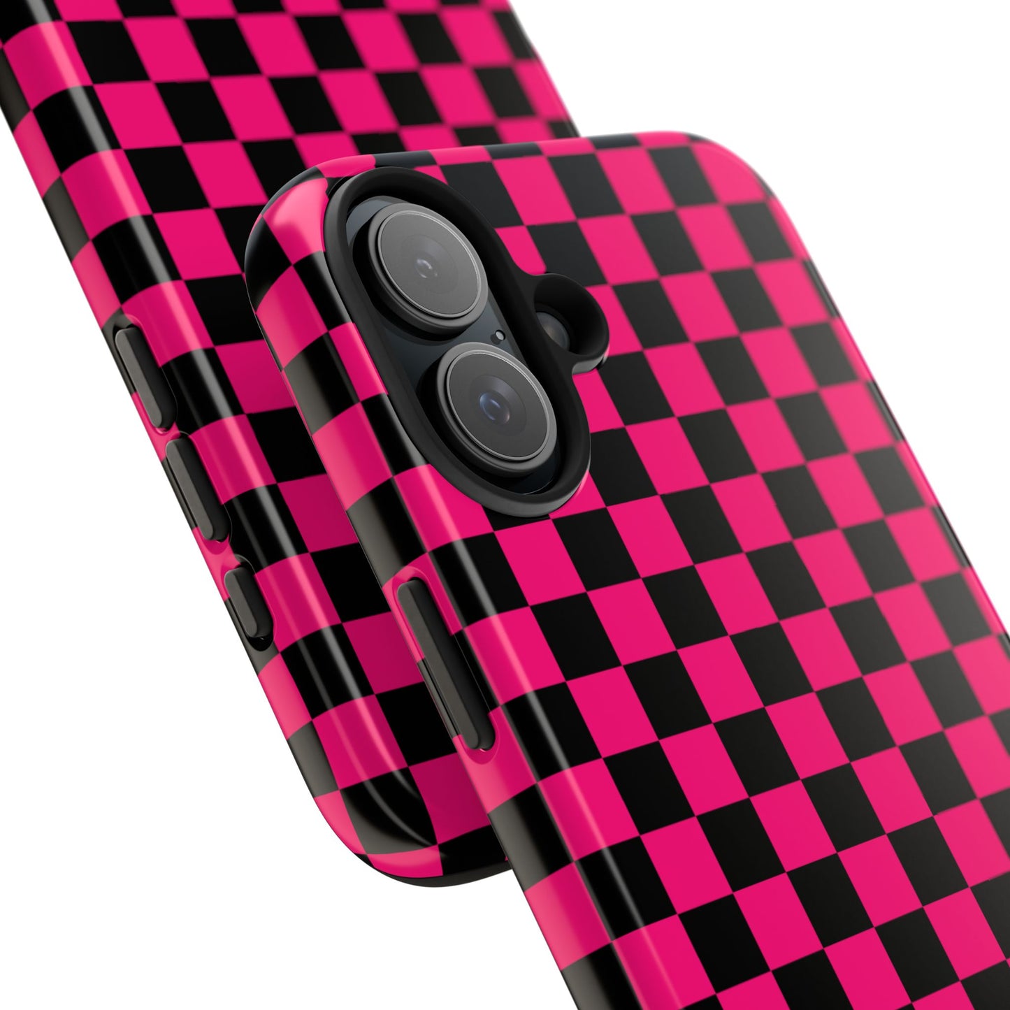 Checker Flag Graphic Pink And Black Tough Phone Cases