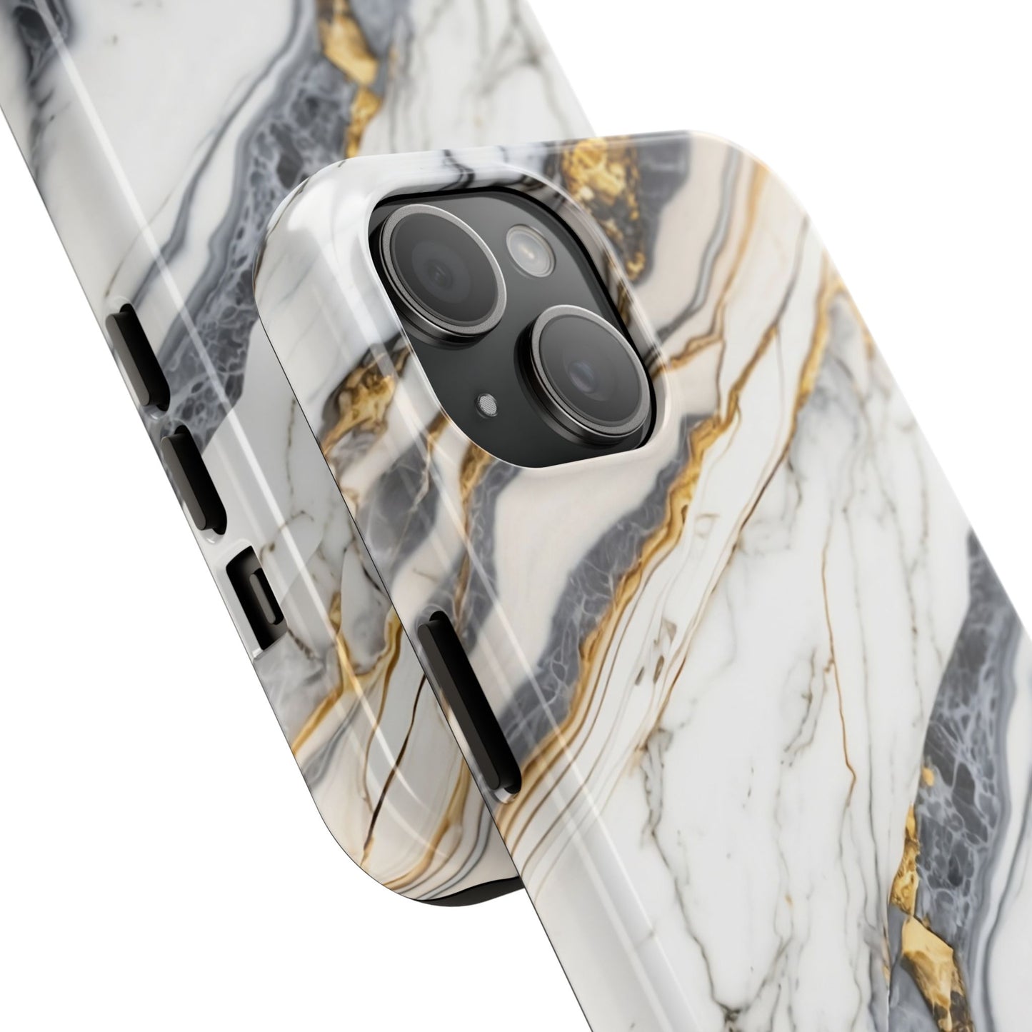 White Gold Marble Tough Phone Cases