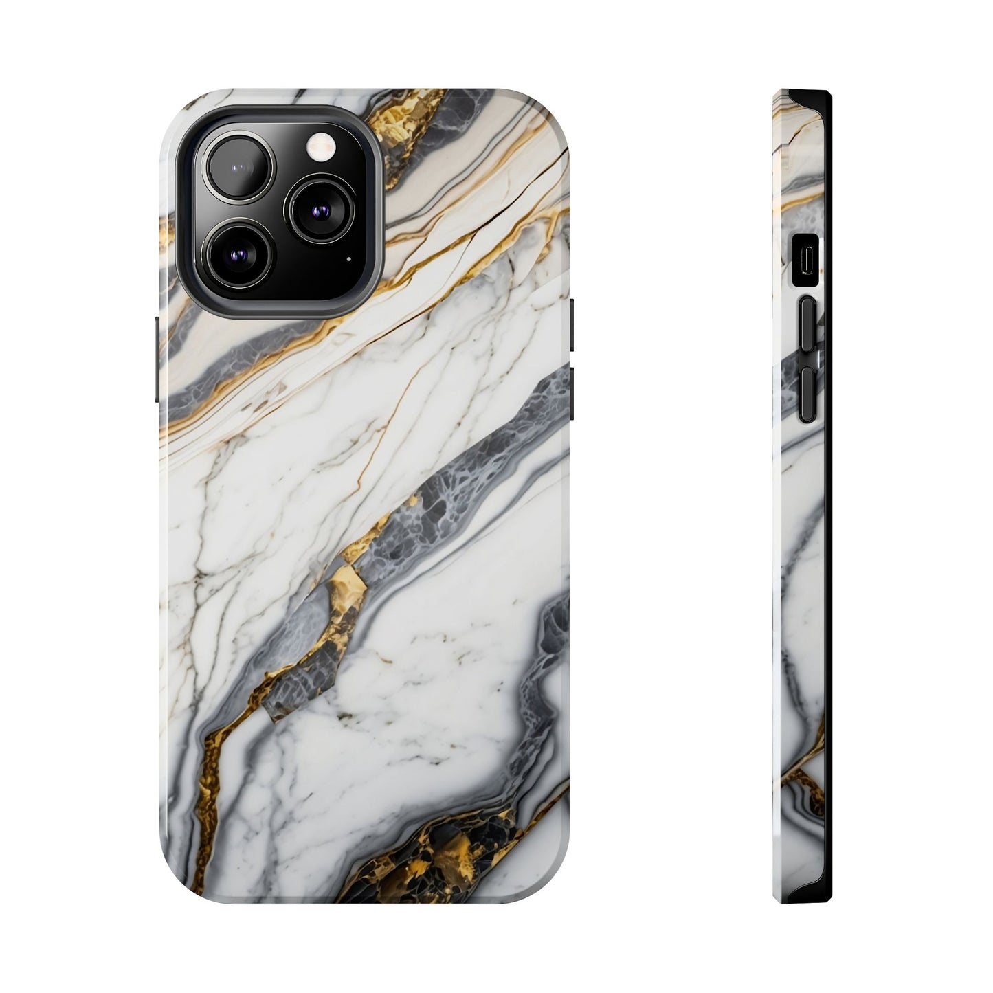 White Gold Marble Tough Phone Cases