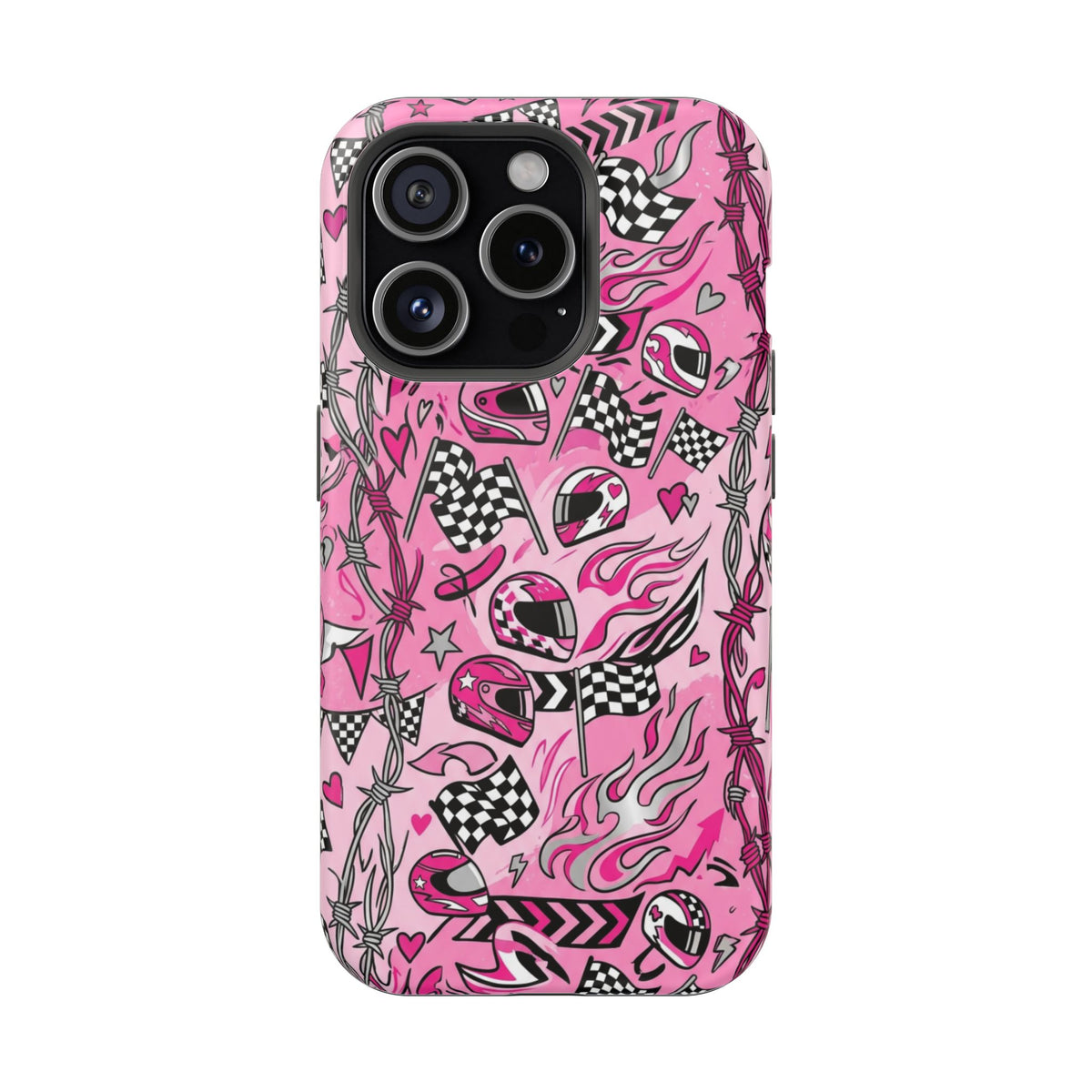 Pink Racing Helmets Magnetic Phone Case