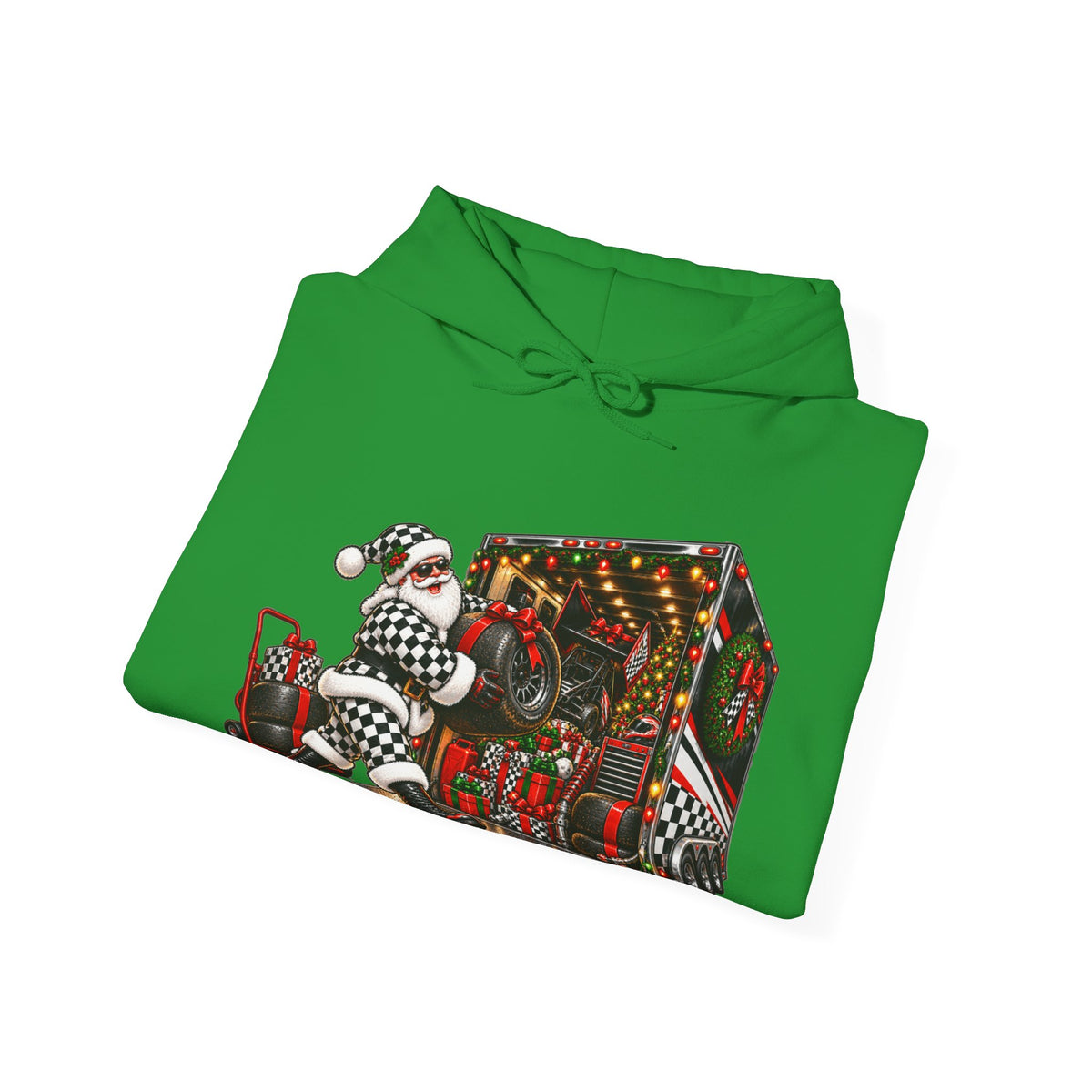 Racing Santa Racemas Call Hauler Christmas Hoodie