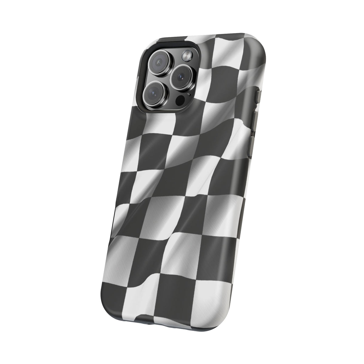 Black and White Checker Flag Waving Magnetic Phone Case