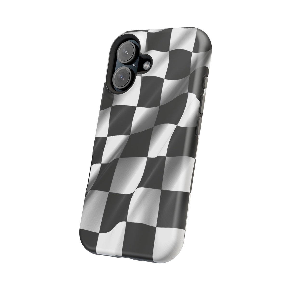Black and White Checker Flag Waving Magnetic Phone Case