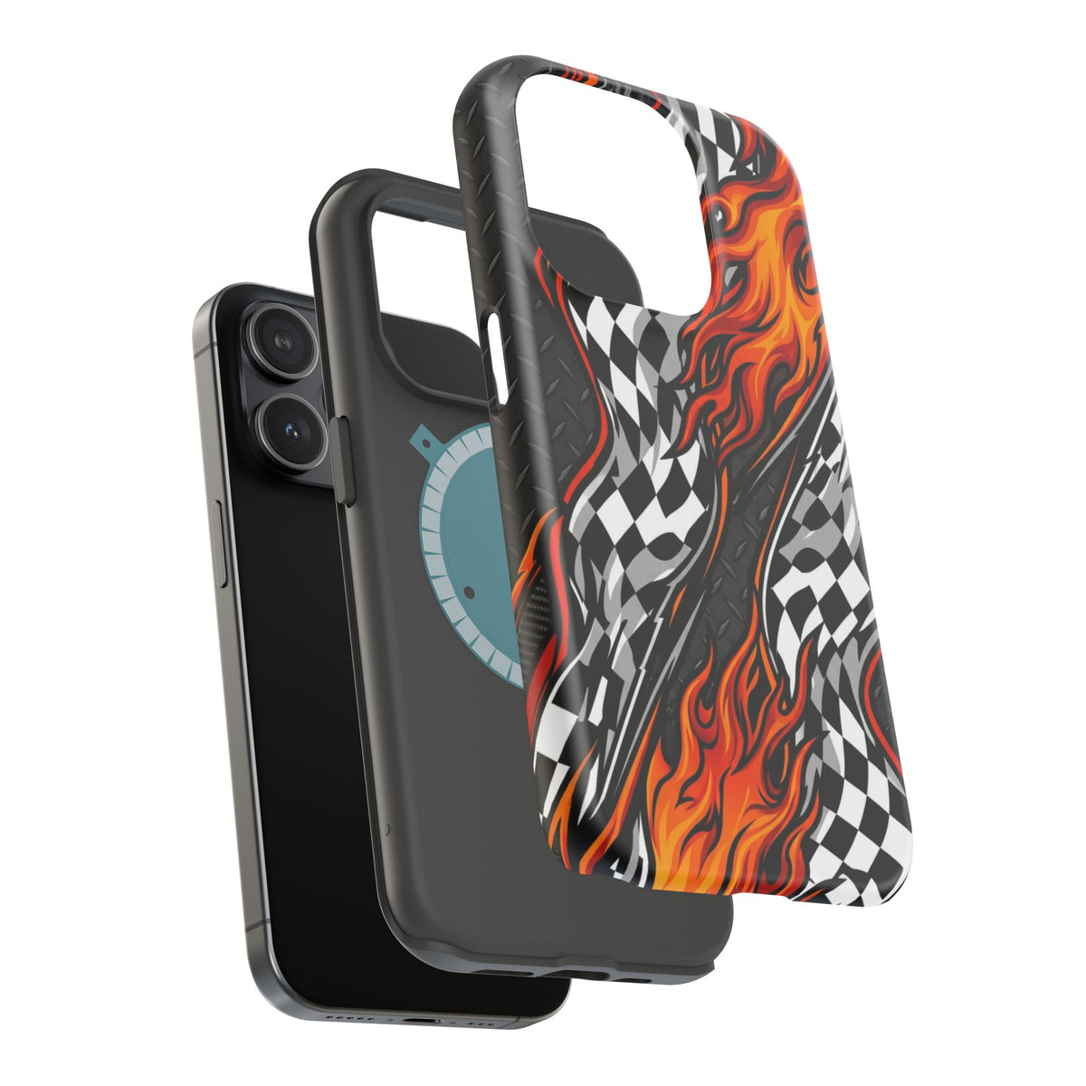 Racing Flames Checkered Flag Magnetic Phone Case