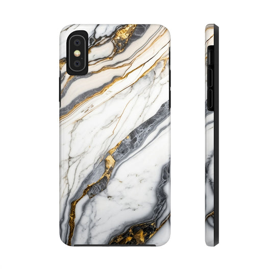 White Gold Marble Tough Phone Cases