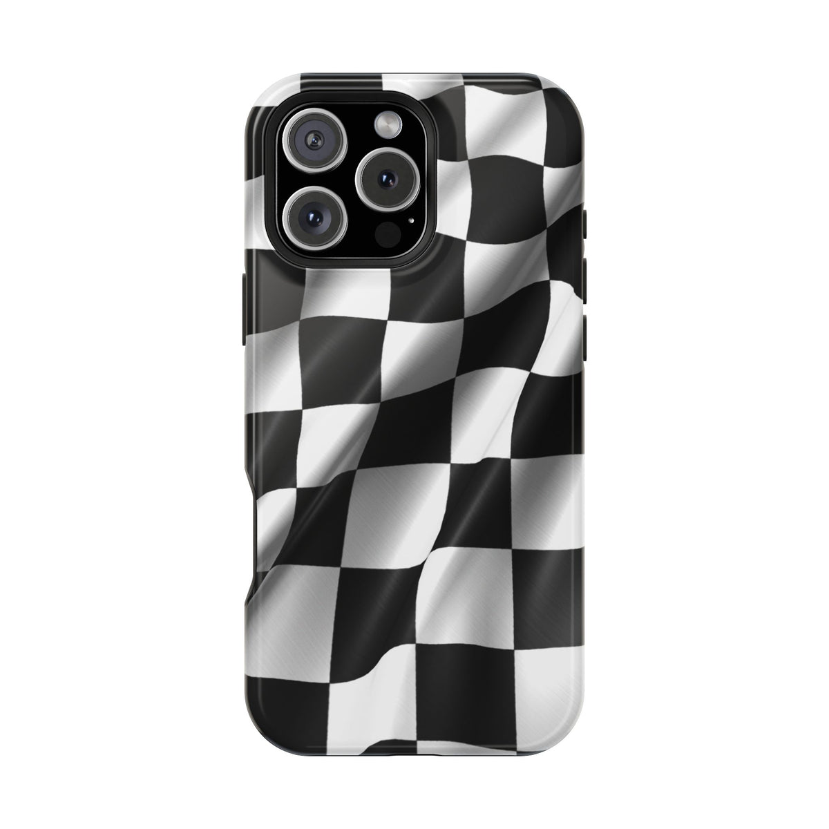 Black and White Checker Flag Waving Magnetic Phone Case